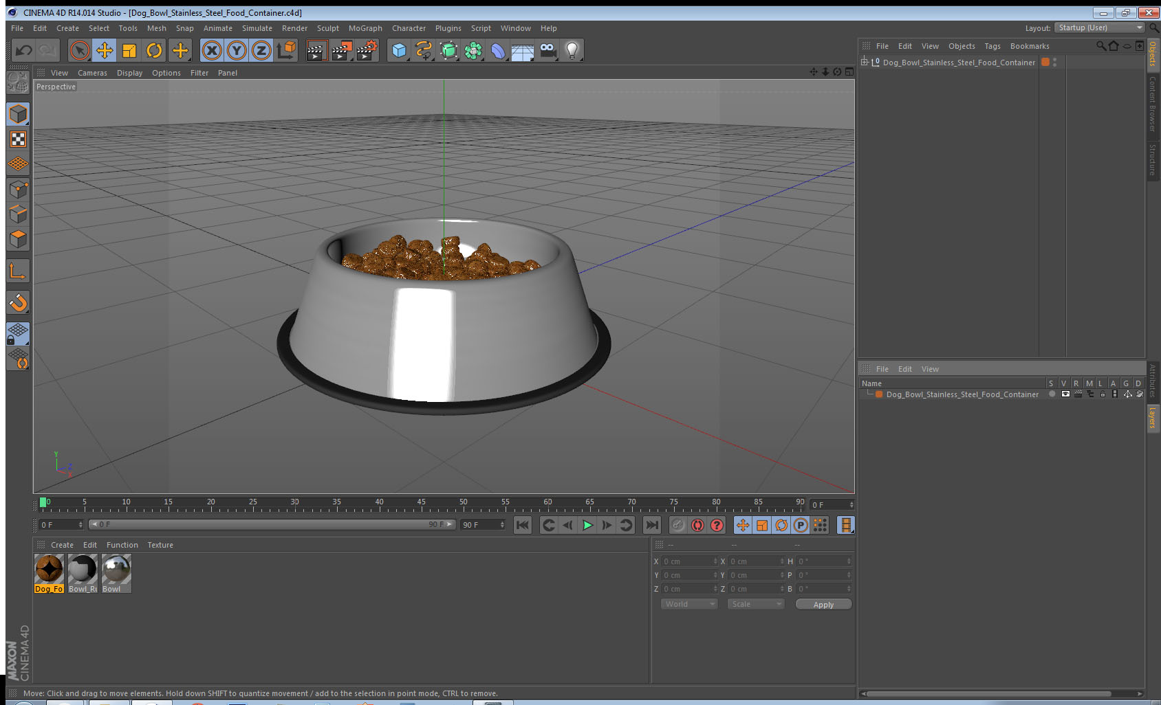 Dog Bowl Stainless Steel Food Container 3D model