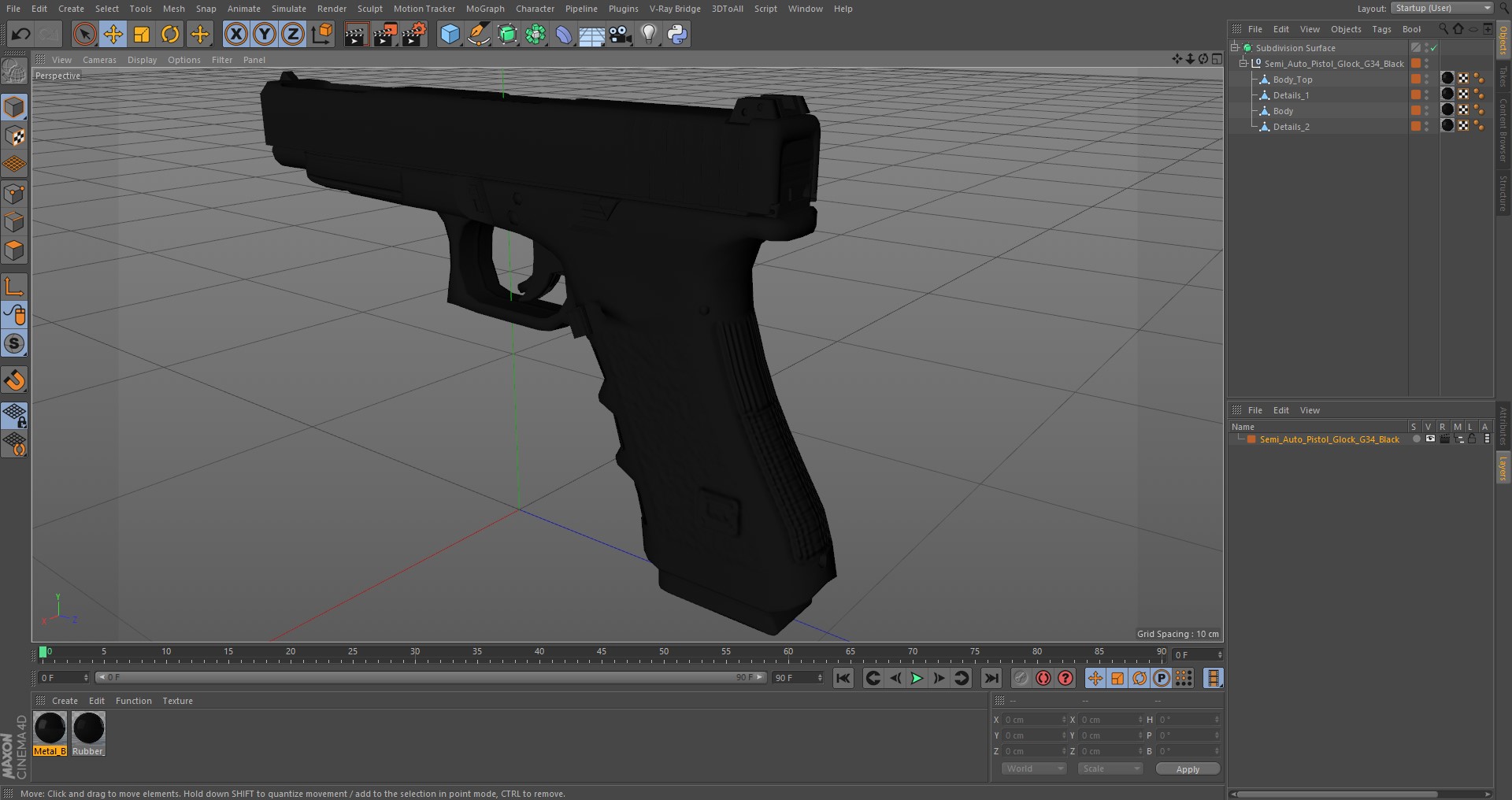 Semi Auto Pistol Glock G34 Black 3D