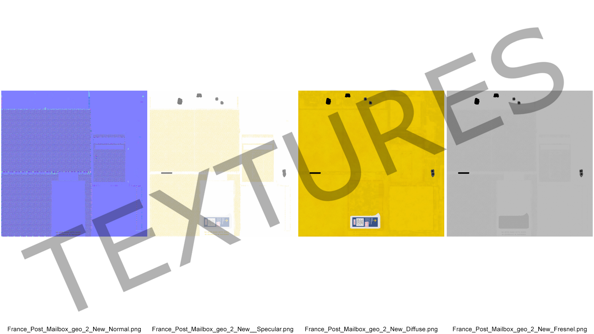 French Yellow Metal Mailbox 3D
