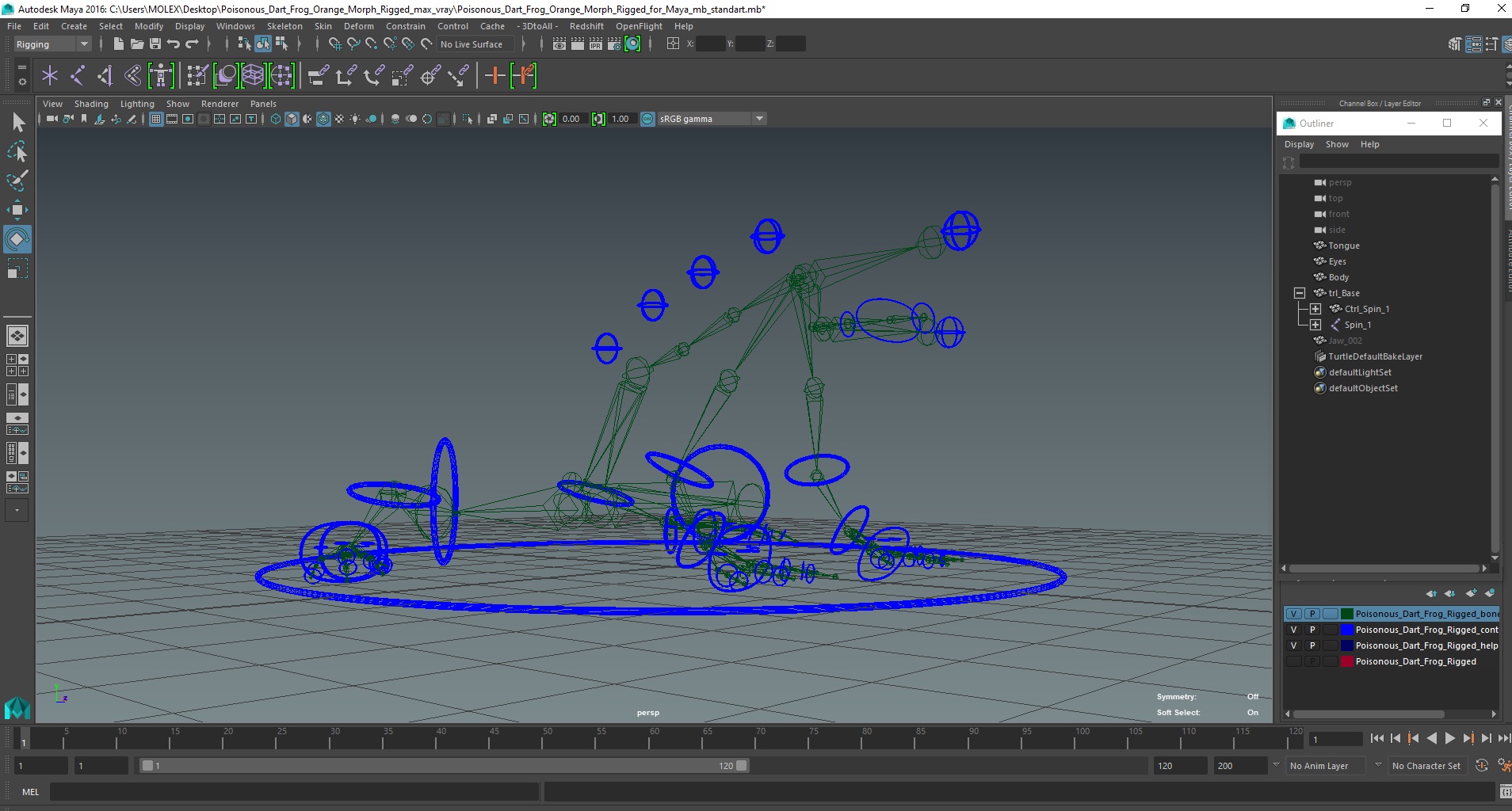3D Poisonous Dart Frog Orange Morph Rigged for Maya model