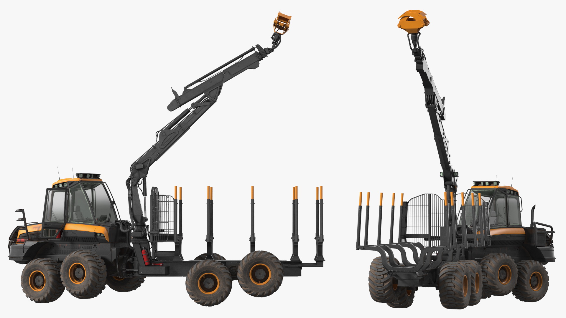 Forwarder Forestry Vehicle Dirty Rigged 3D model