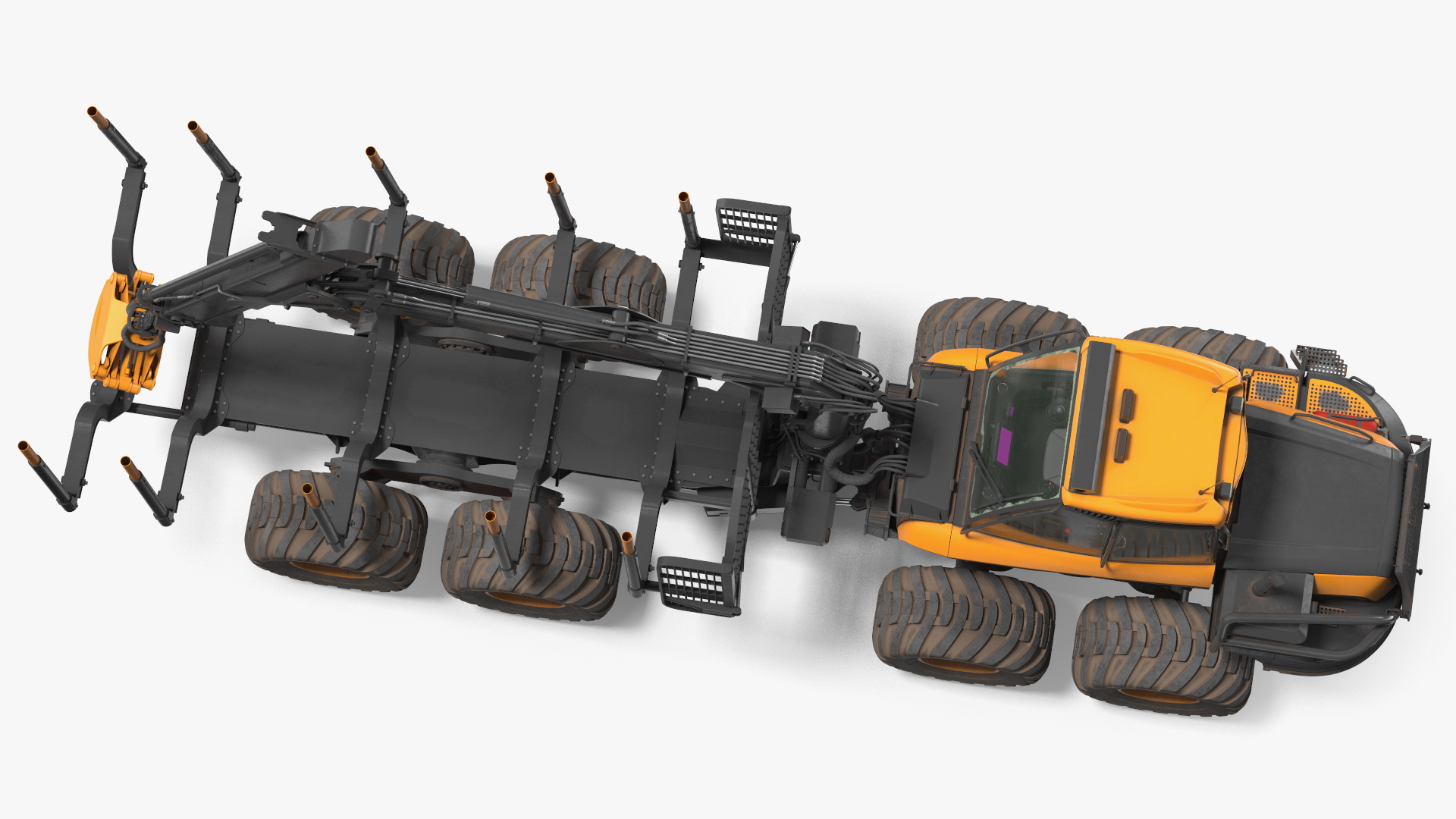 Forwarder Forestry Vehicle Dirty Rigged 3D model