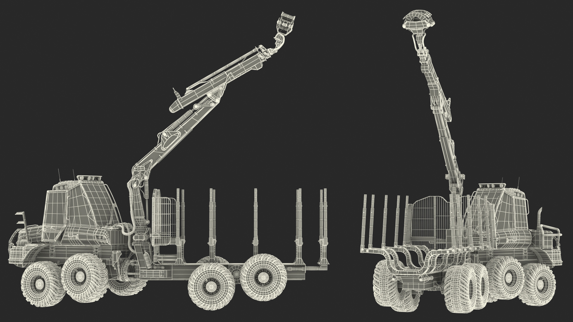 Forwarder Forestry Vehicle Dirty Rigged 3D model