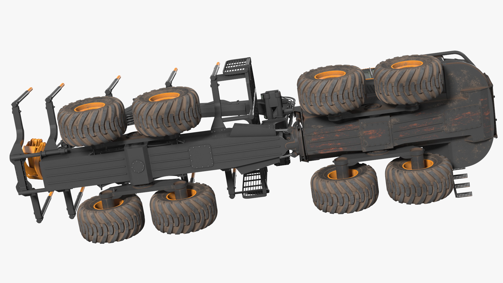 Forwarder Forestry Vehicle Dirty Rigged 3D model