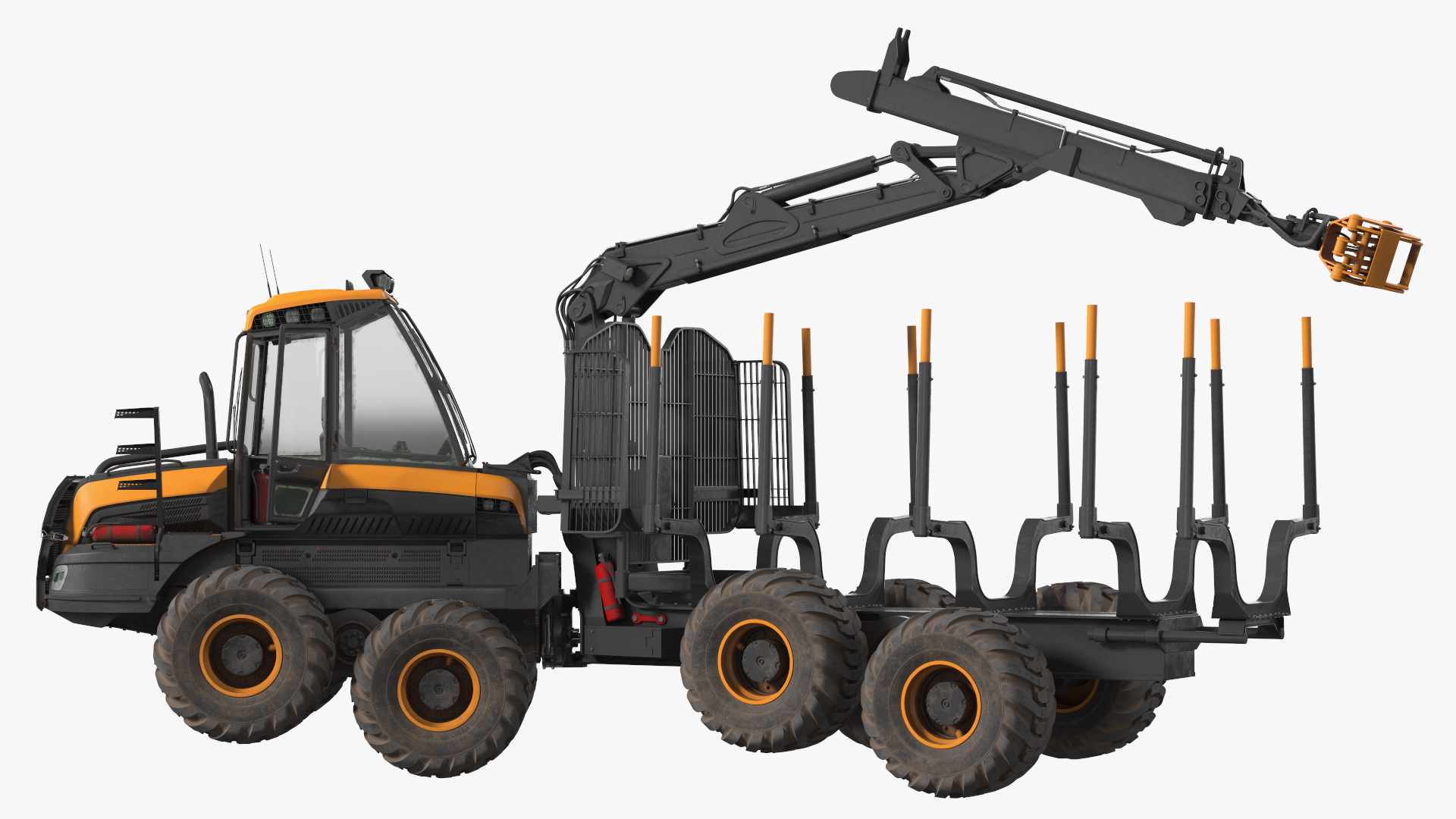 Forwarder Forestry Vehicle Dirty Rigged 3D model