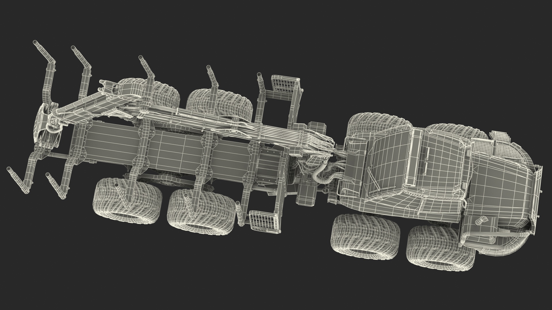 Forwarder Forestry Vehicle Dirty Rigged 3D model