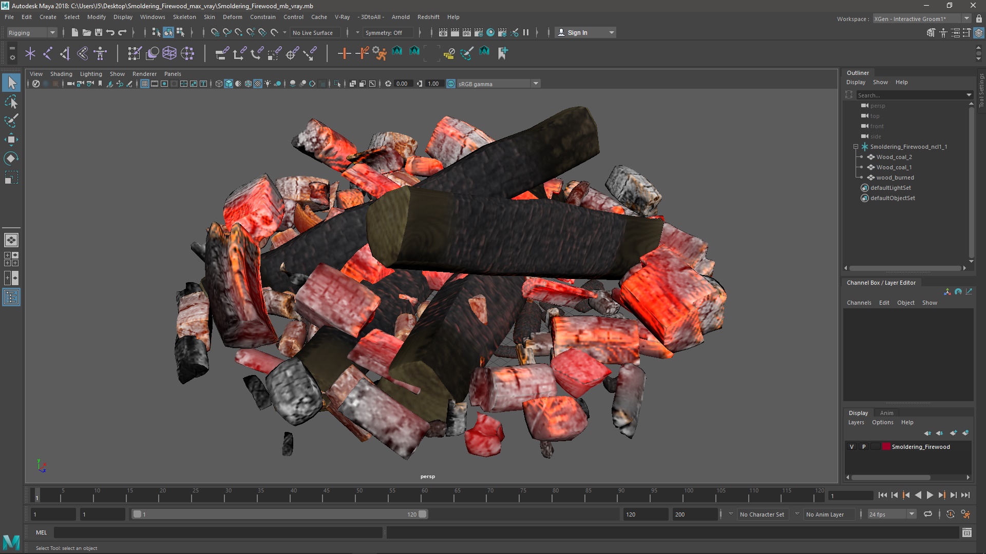 Smoldering Firewood 3D model