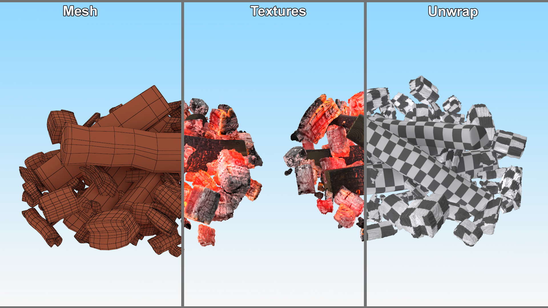 Smoldering Firewood 3D model
