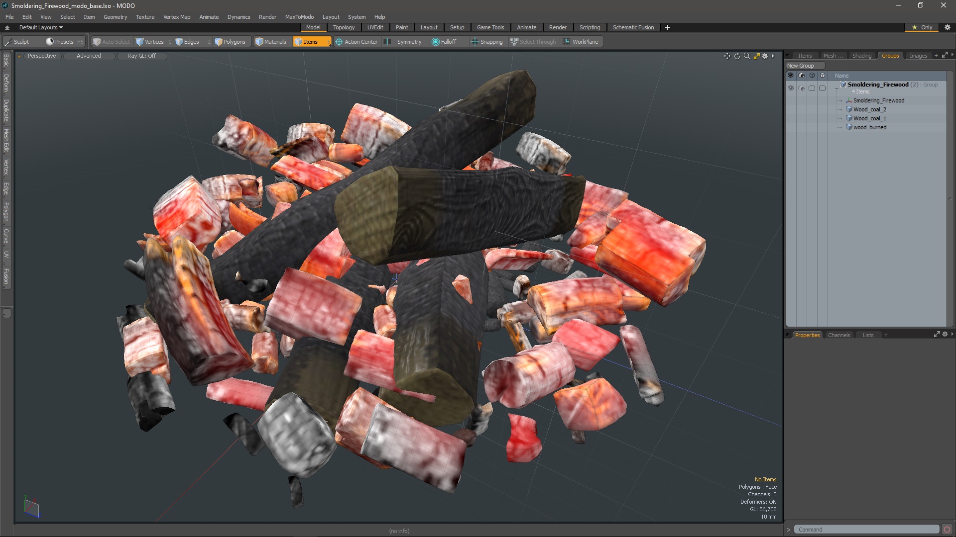 Smoldering Firewood 3D model