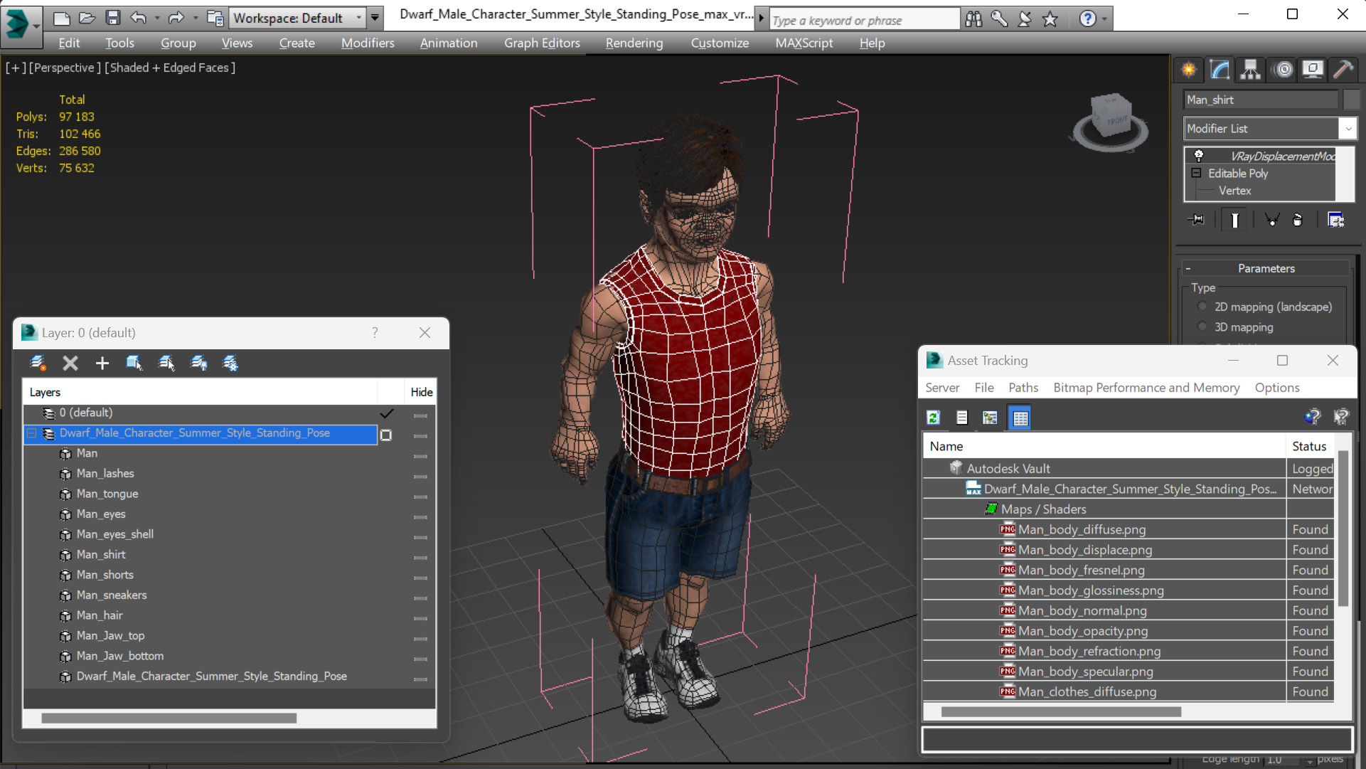 Dwarf Male Character Summer Style Standing Pose 3D
