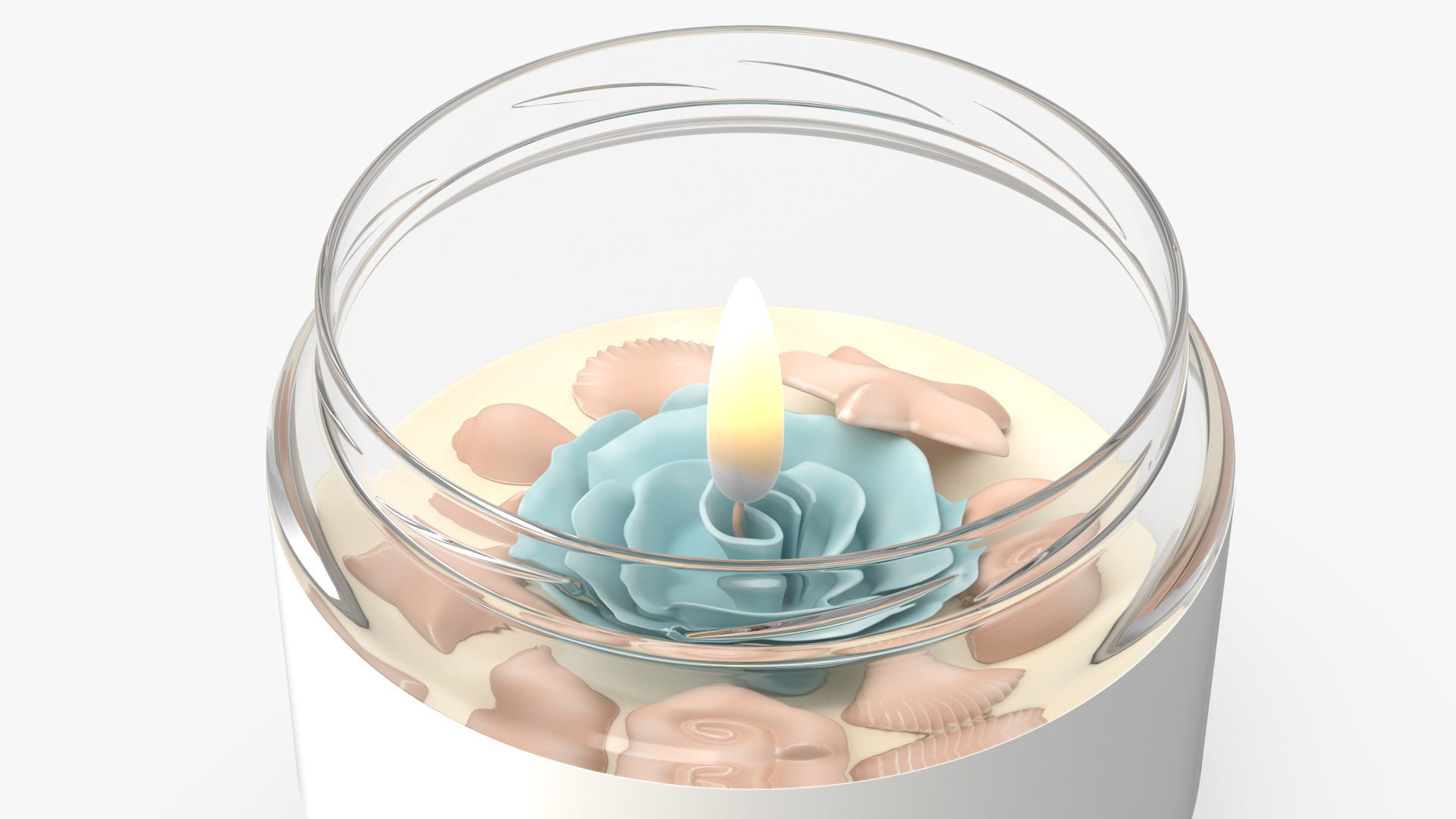 3D Glass Jar Candle Fire Burns with Cover model