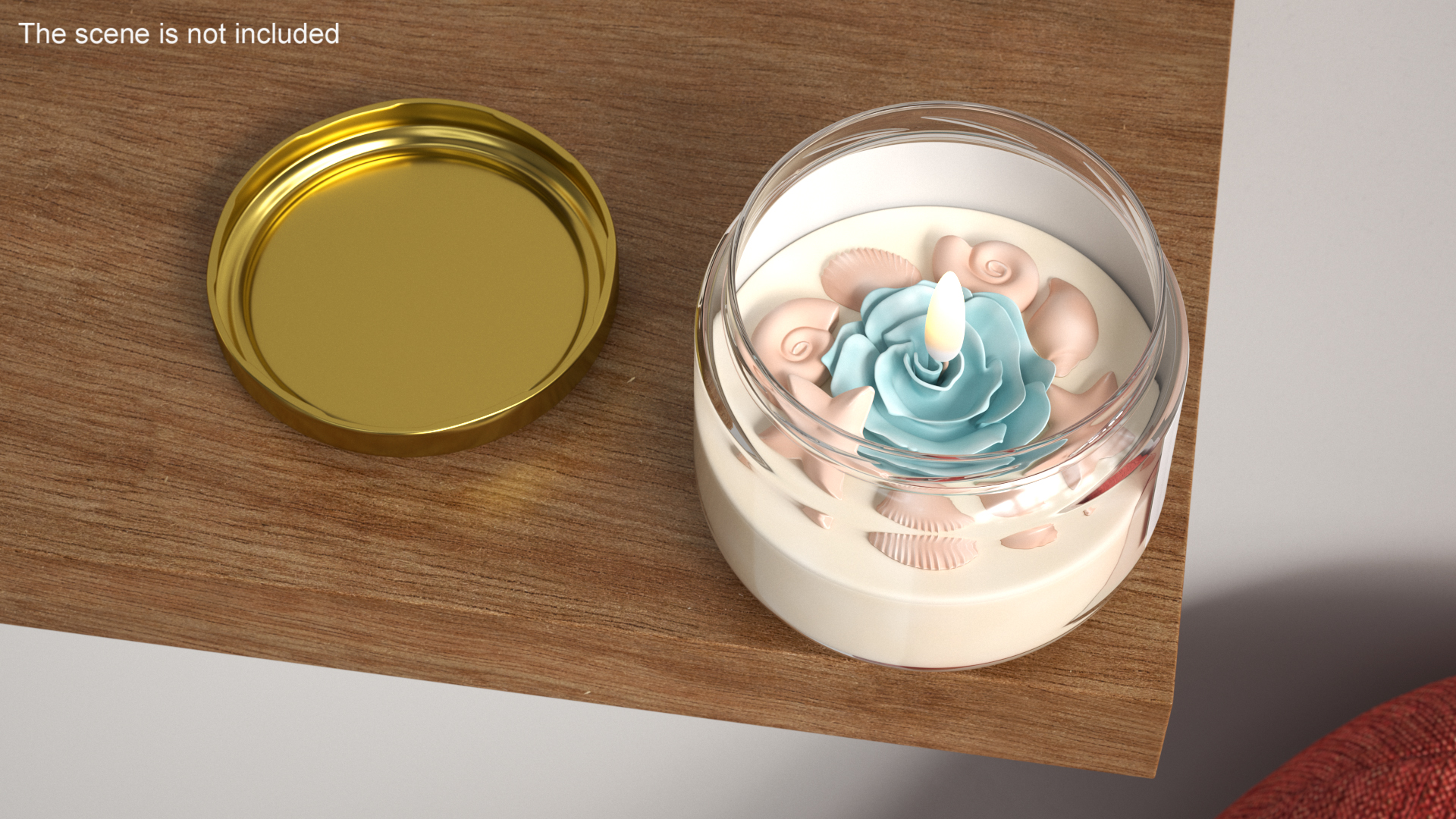 3D Glass Jar Candle Fire Burns with Cover model