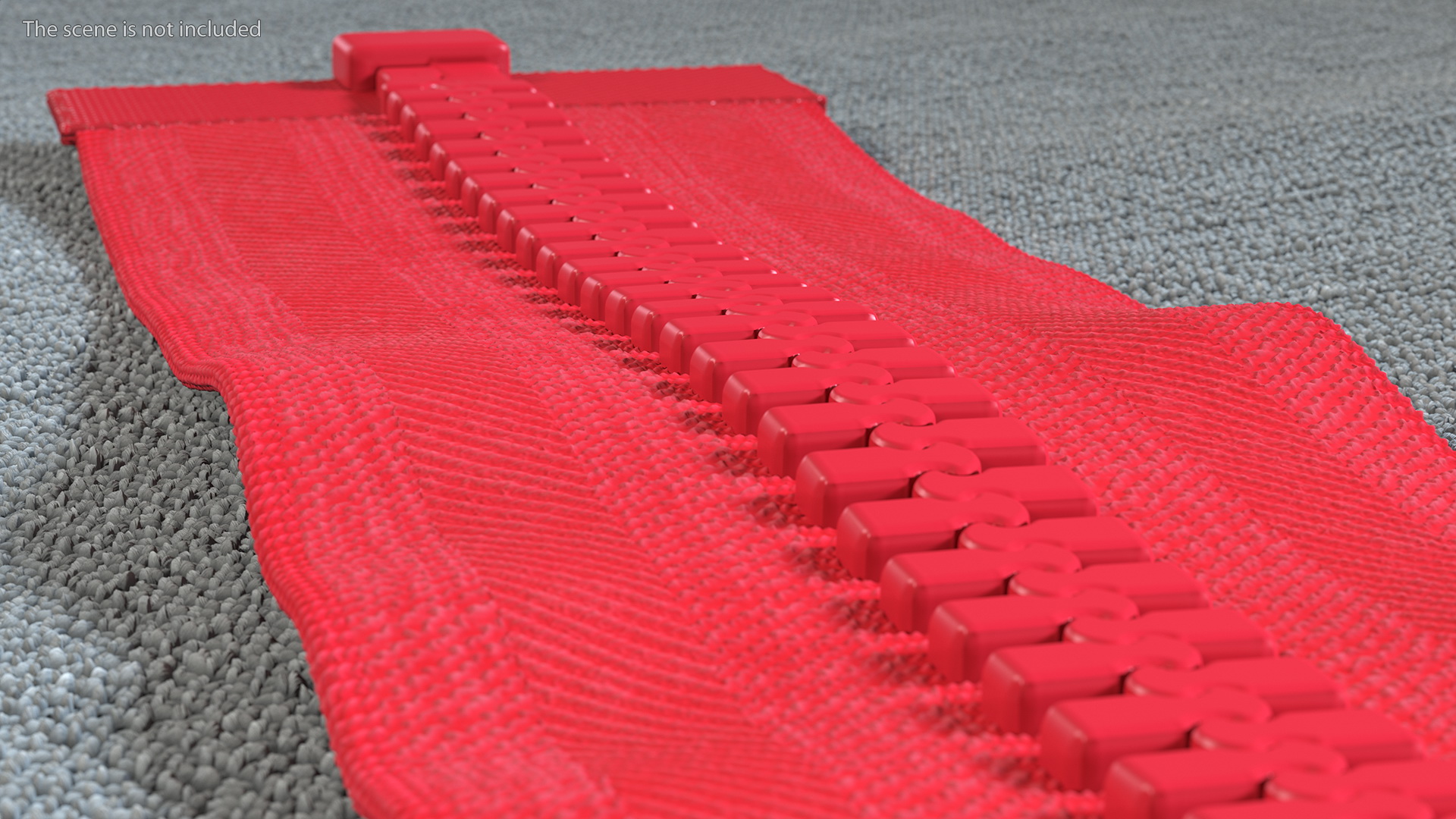3D model Two Sided Plastic Zipper Closed Red