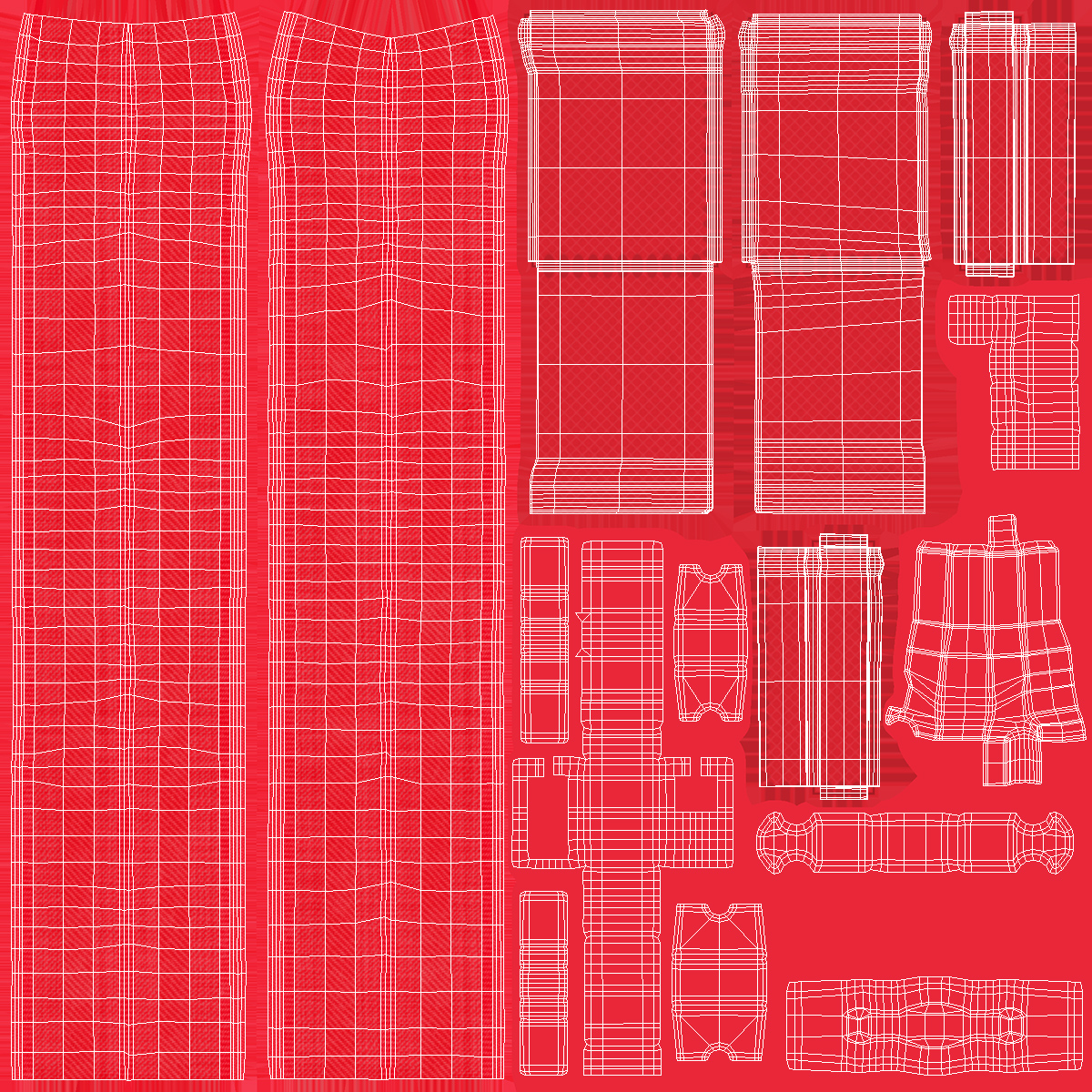 3D model Two Sided Plastic Zipper Closed Red