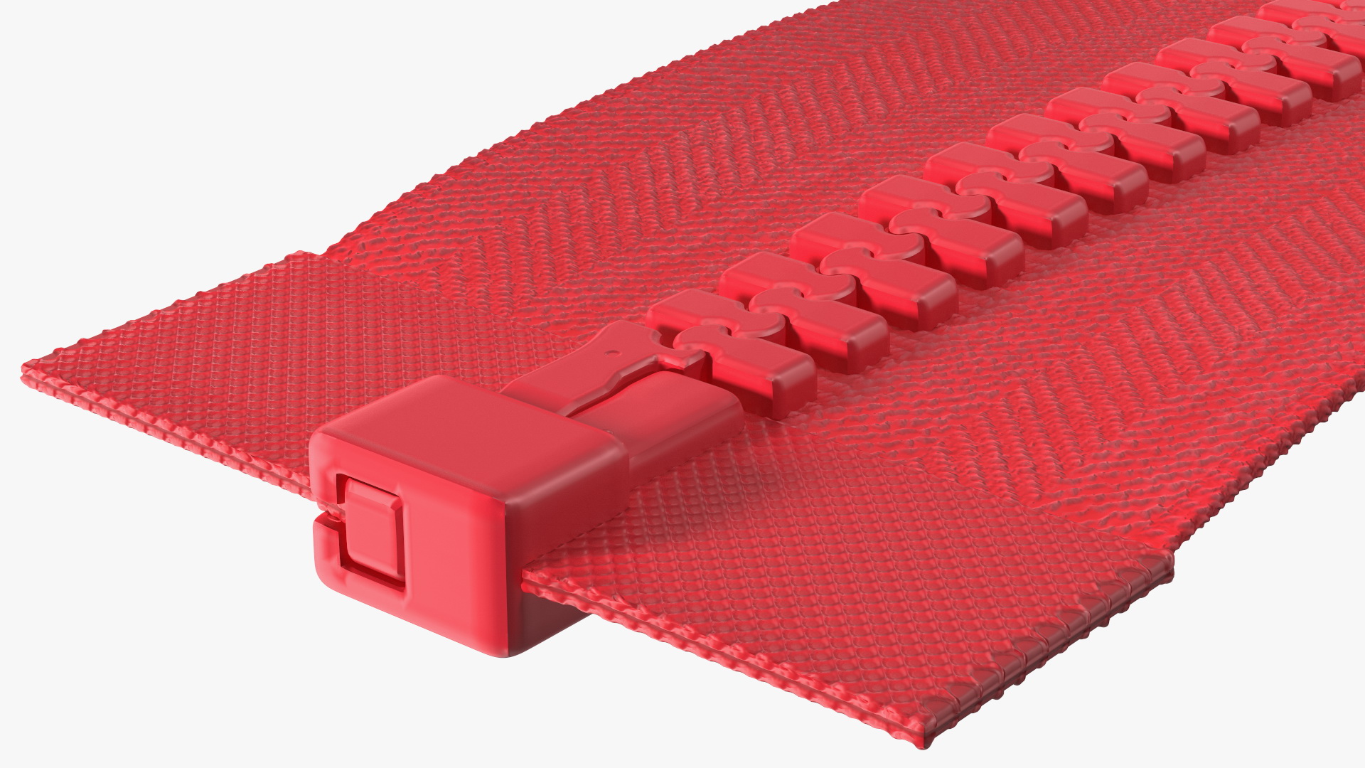 3D model Two Sided Plastic Zipper Closed Red