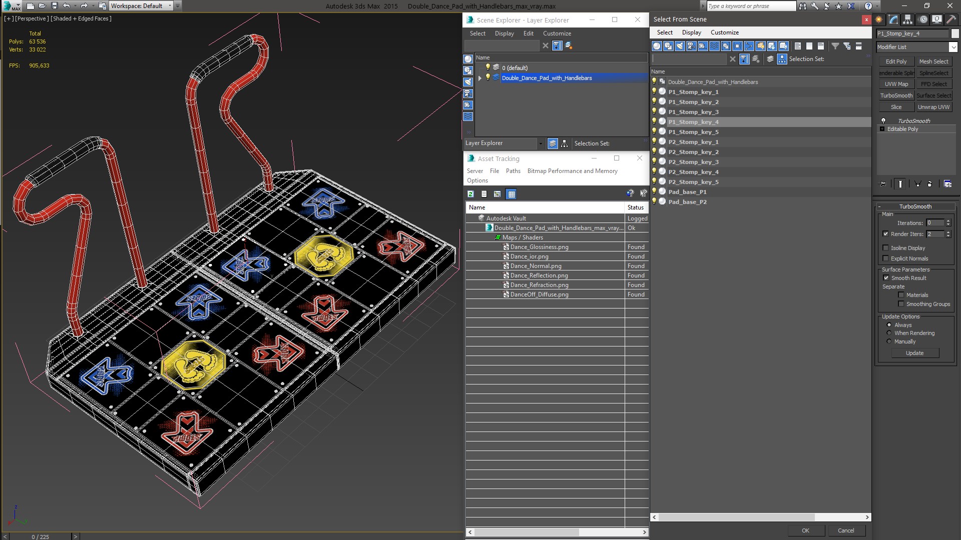 Double Dance Pad with Handlebars 3D