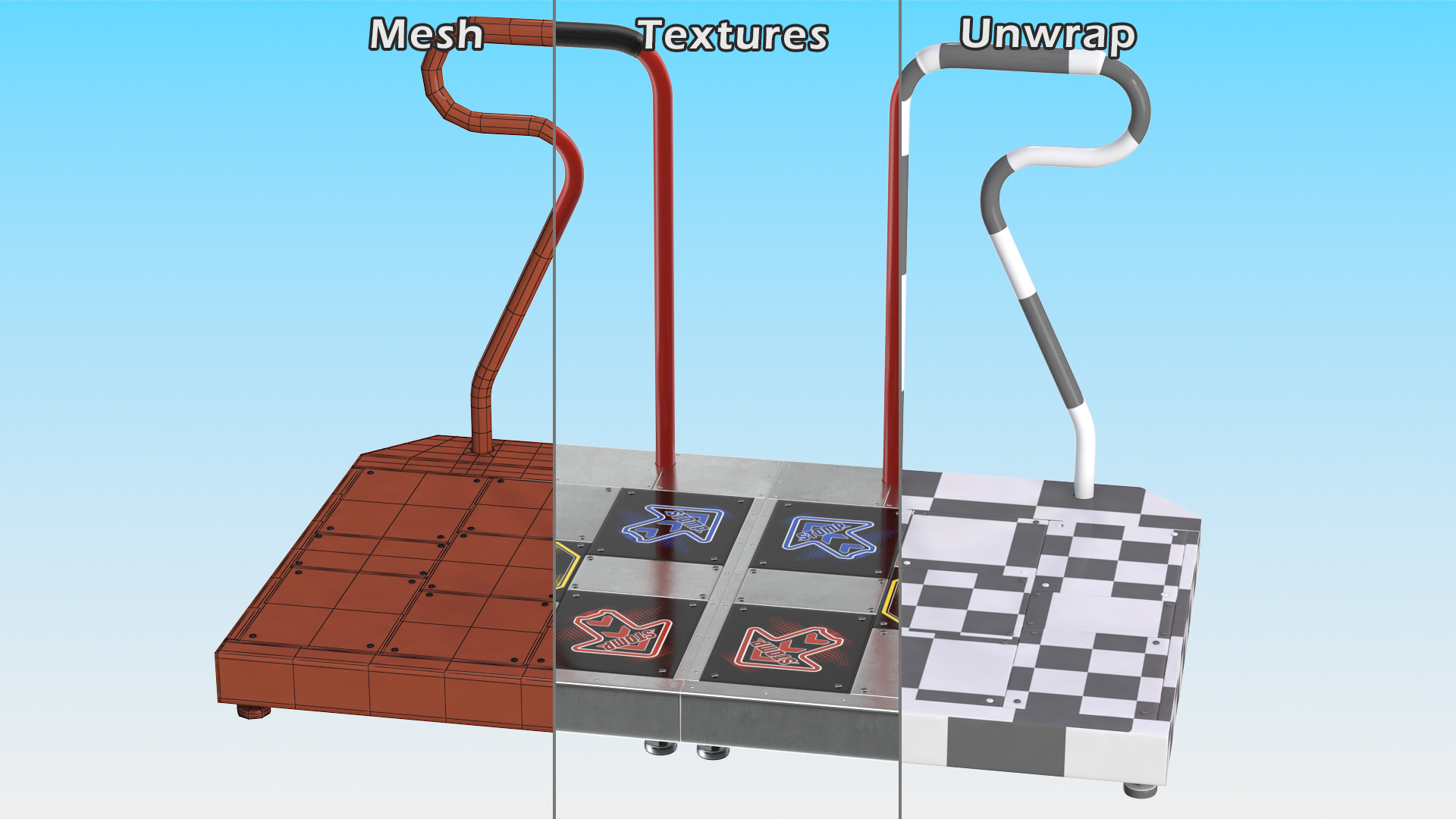 Double Dance Pad with Handlebars 3D