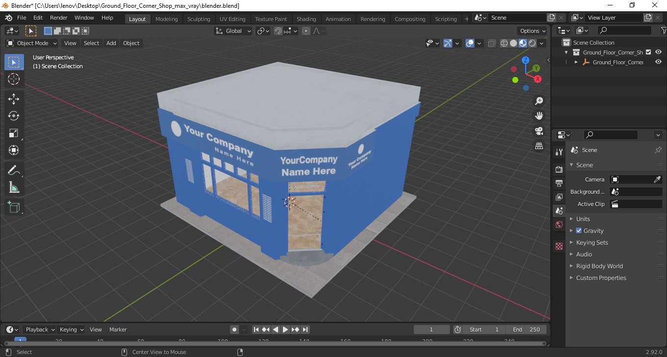 Ground Floor Corner Shop 3D model
