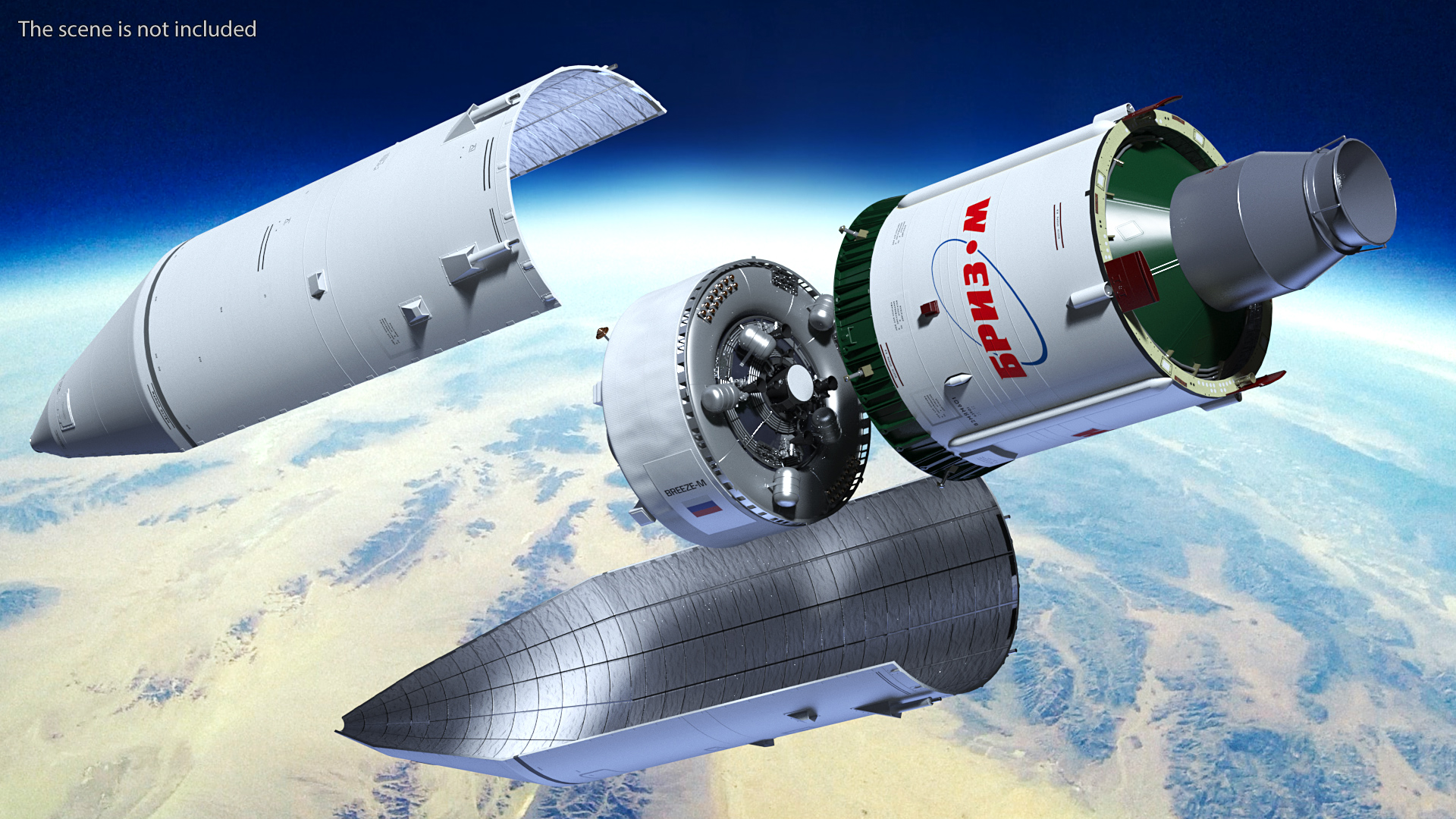 Proton M Rocket Stage 3 with Breeze-M 3D