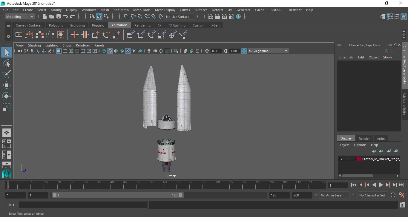Proton M Rocket Stage 3 with Breeze-M 3D