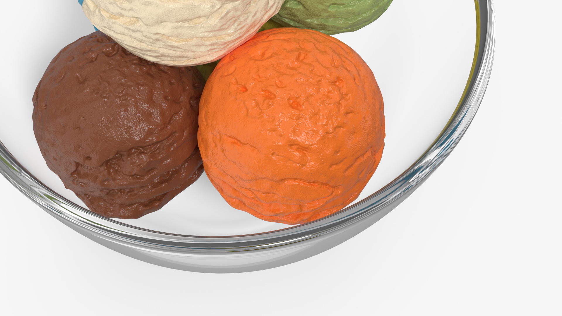 Ice Cream Balls in Glass Bowl 3D model