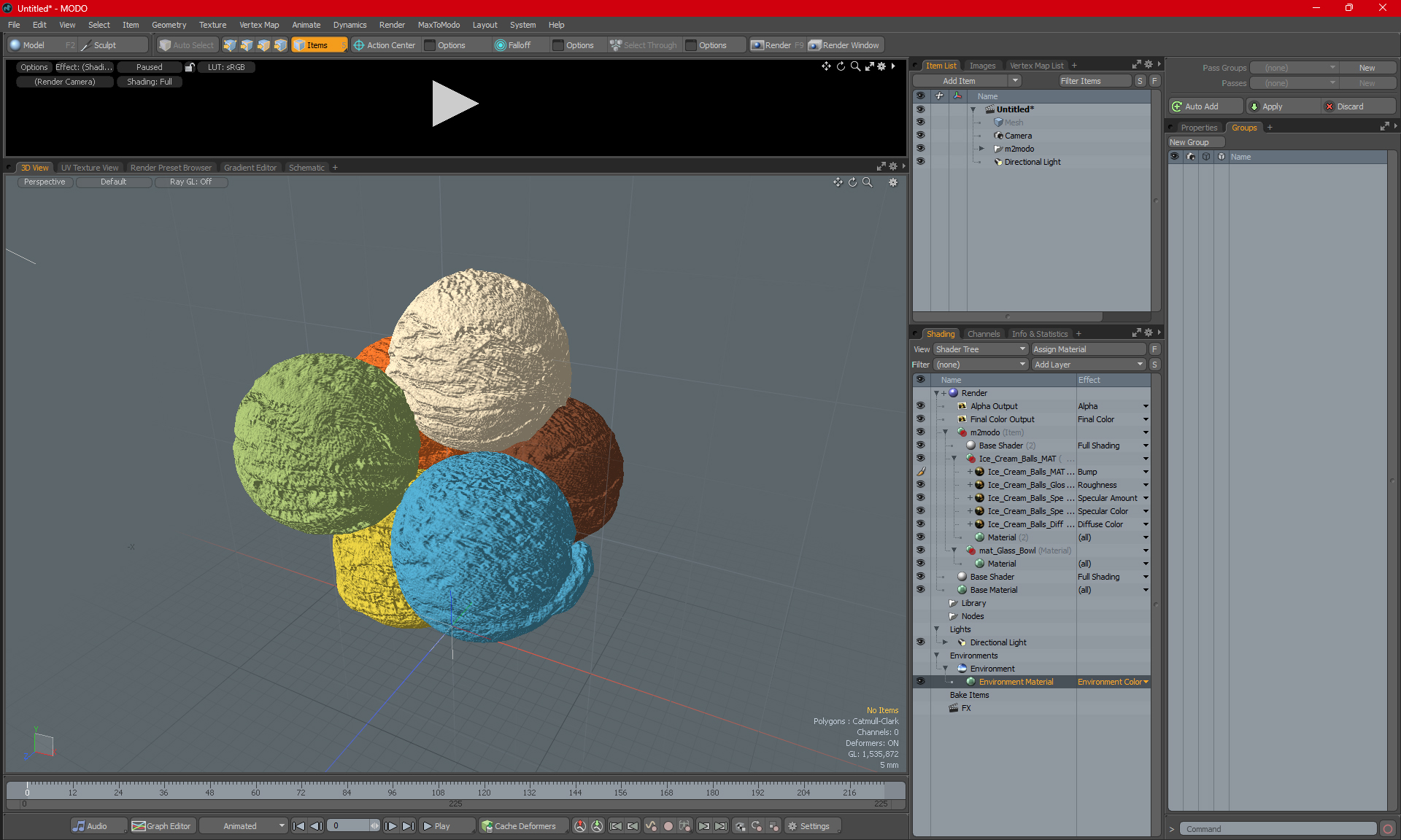 Ice Cream Balls in Glass Bowl 3D model
