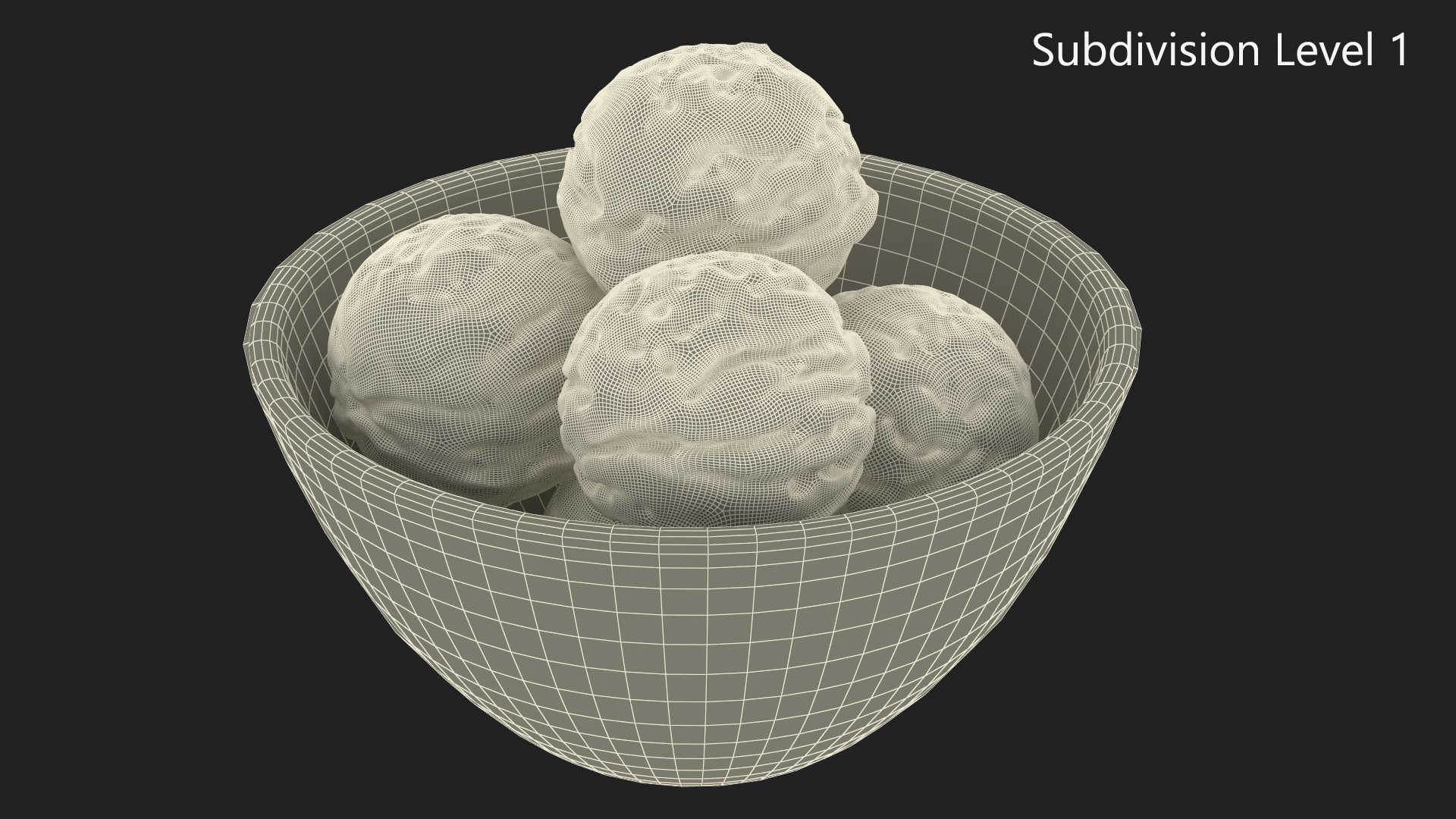 Ice Cream Balls in Glass Bowl 3D model