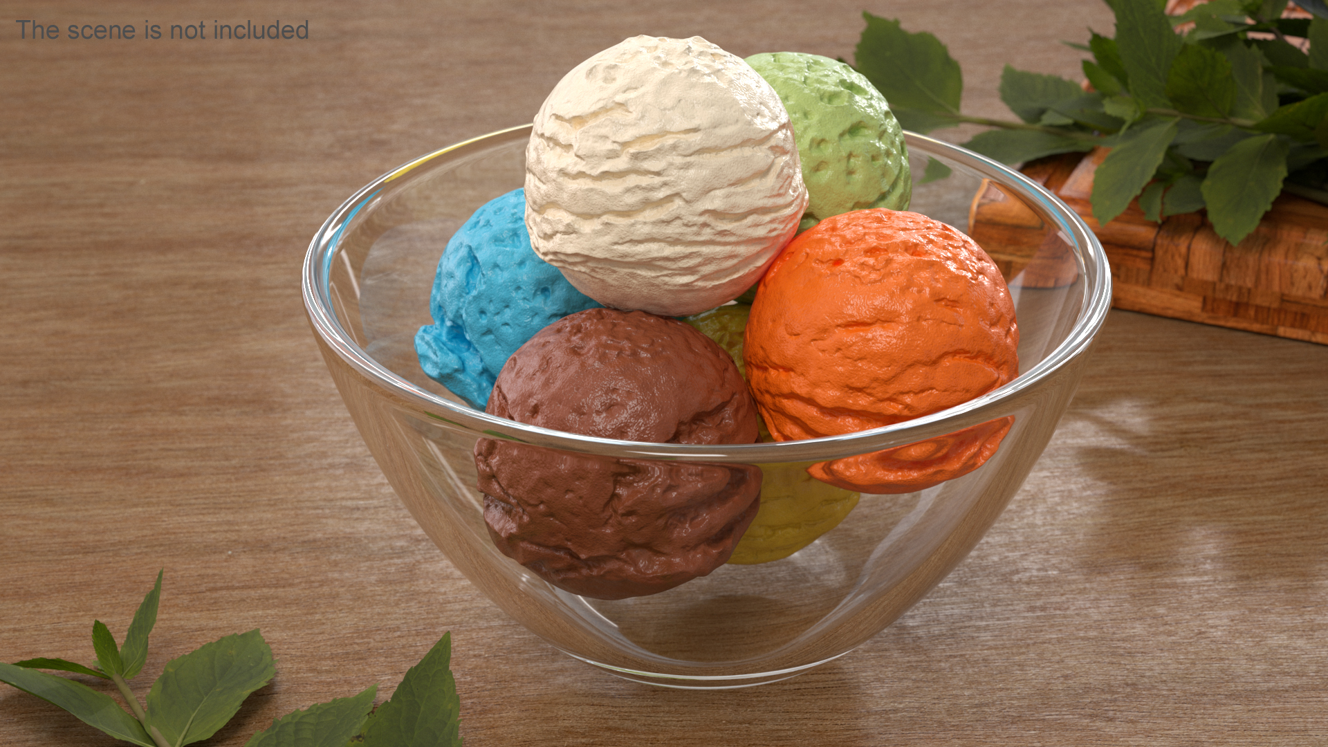 Ice Cream Balls in Glass Bowl 3D model