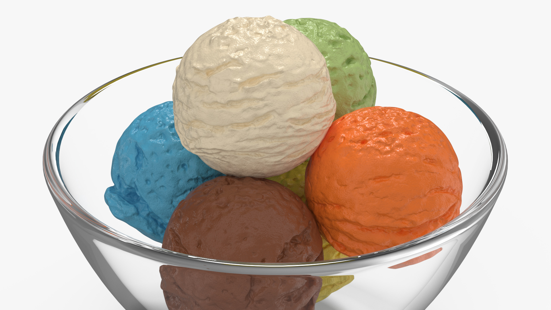 Ice Cream Balls in Glass Bowl 3D model