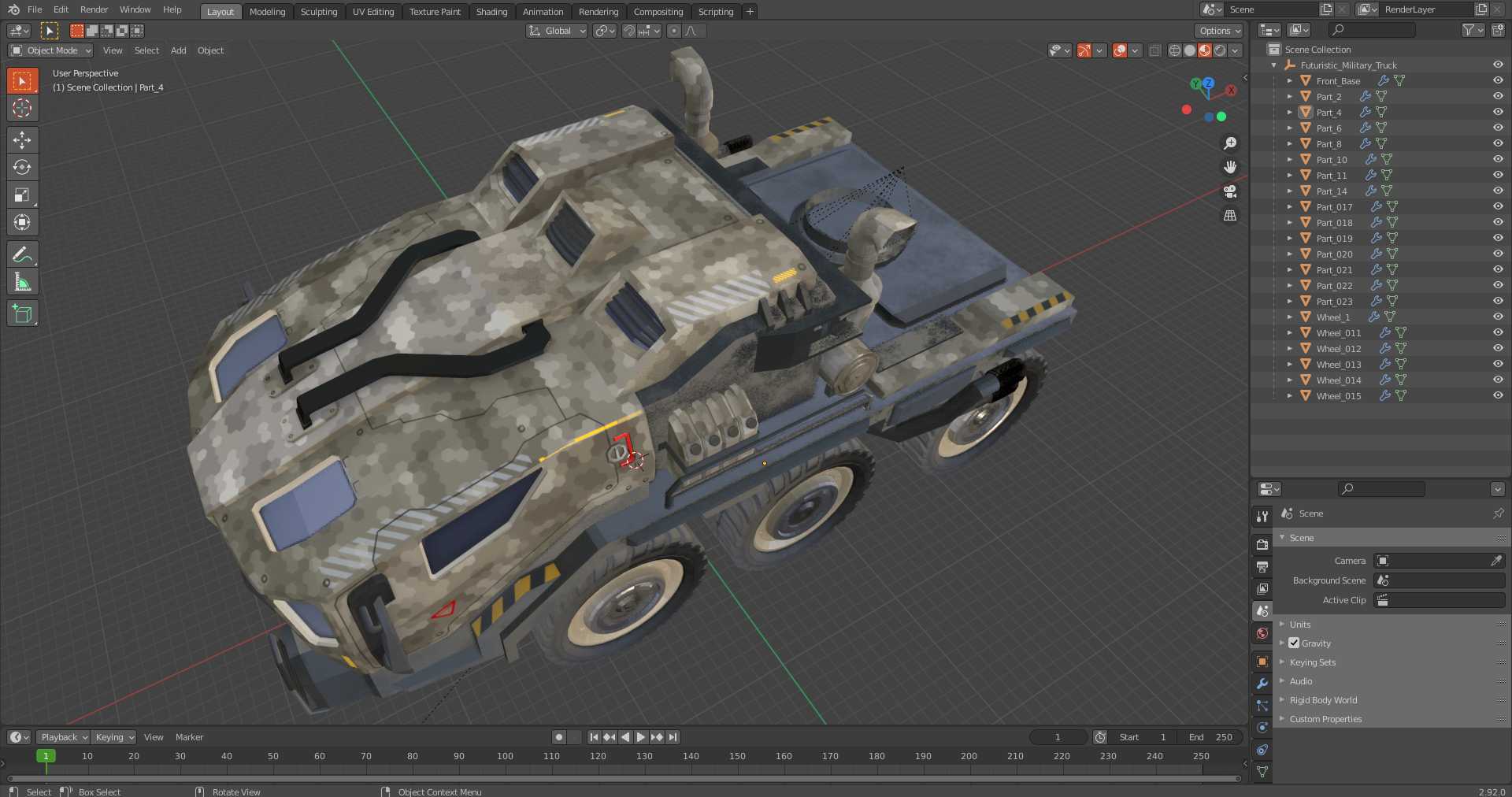 3D model Futuristic Military Truck