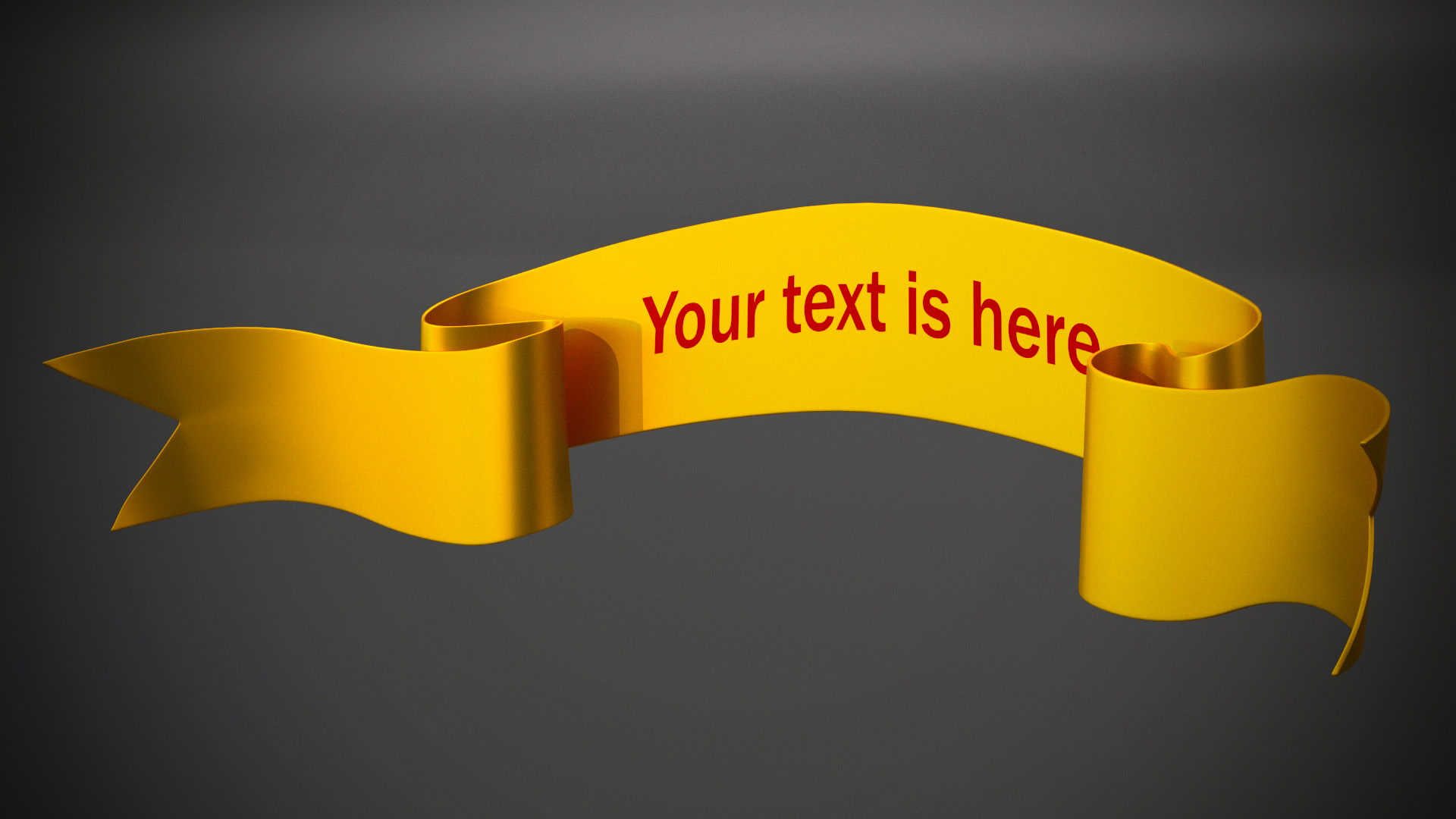 Ribbon Banner Blank Gold 3D model