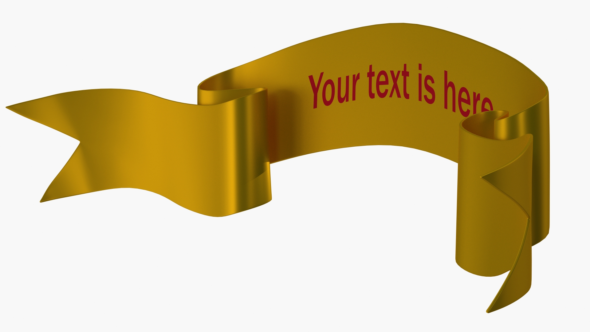 Ribbon Banner Blank Gold 3D model