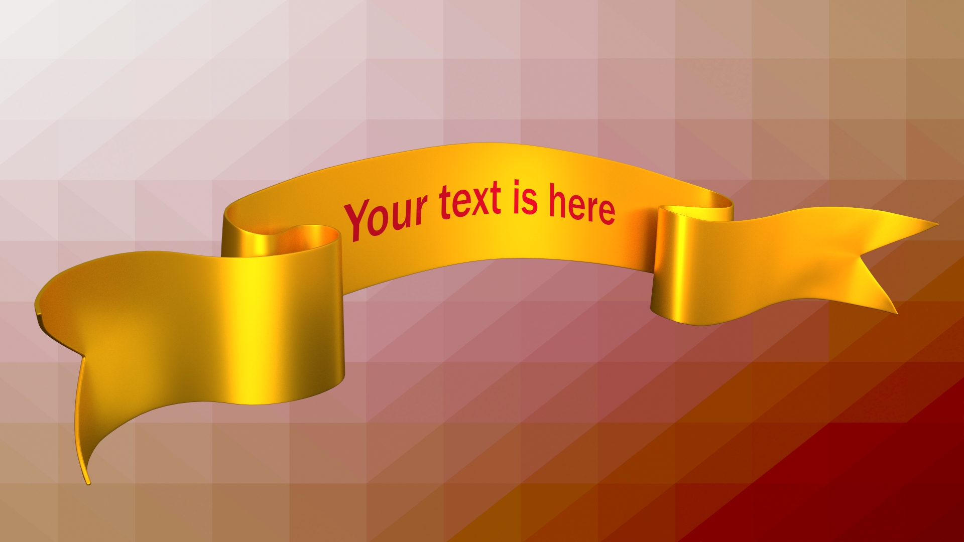 Ribbon Banner Blank Gold 3D model