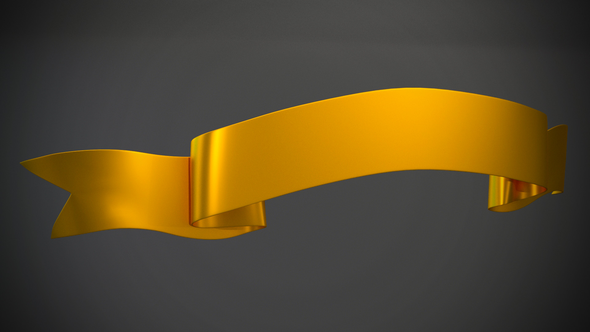 Ribbon Banner Blank Gold 3D model