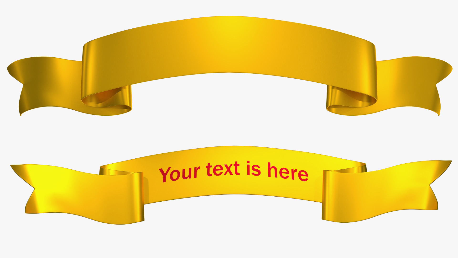 Ribbon Banner Blank Gold 3D model