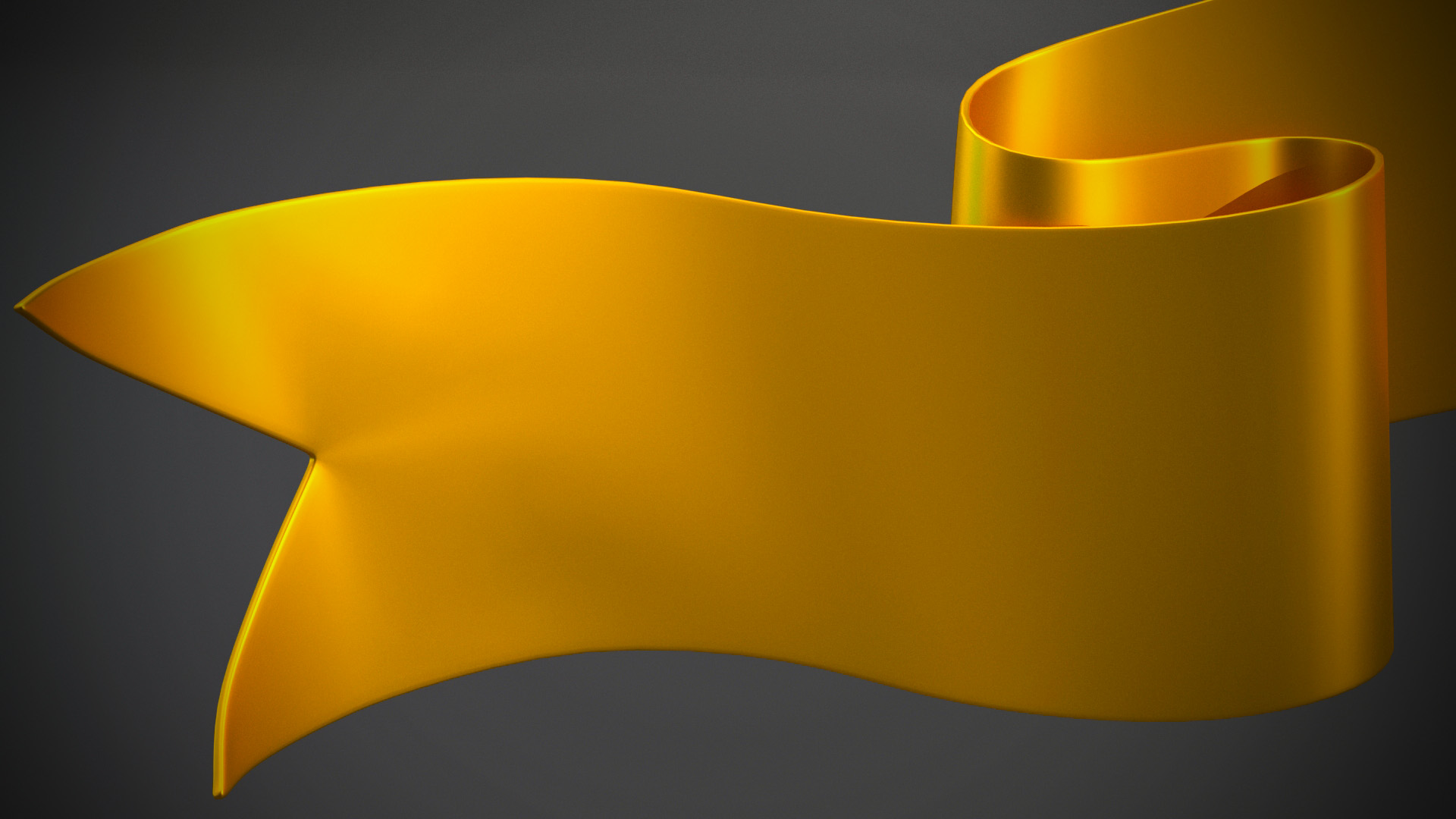 Ribbon Banner Blank Gold 3D model