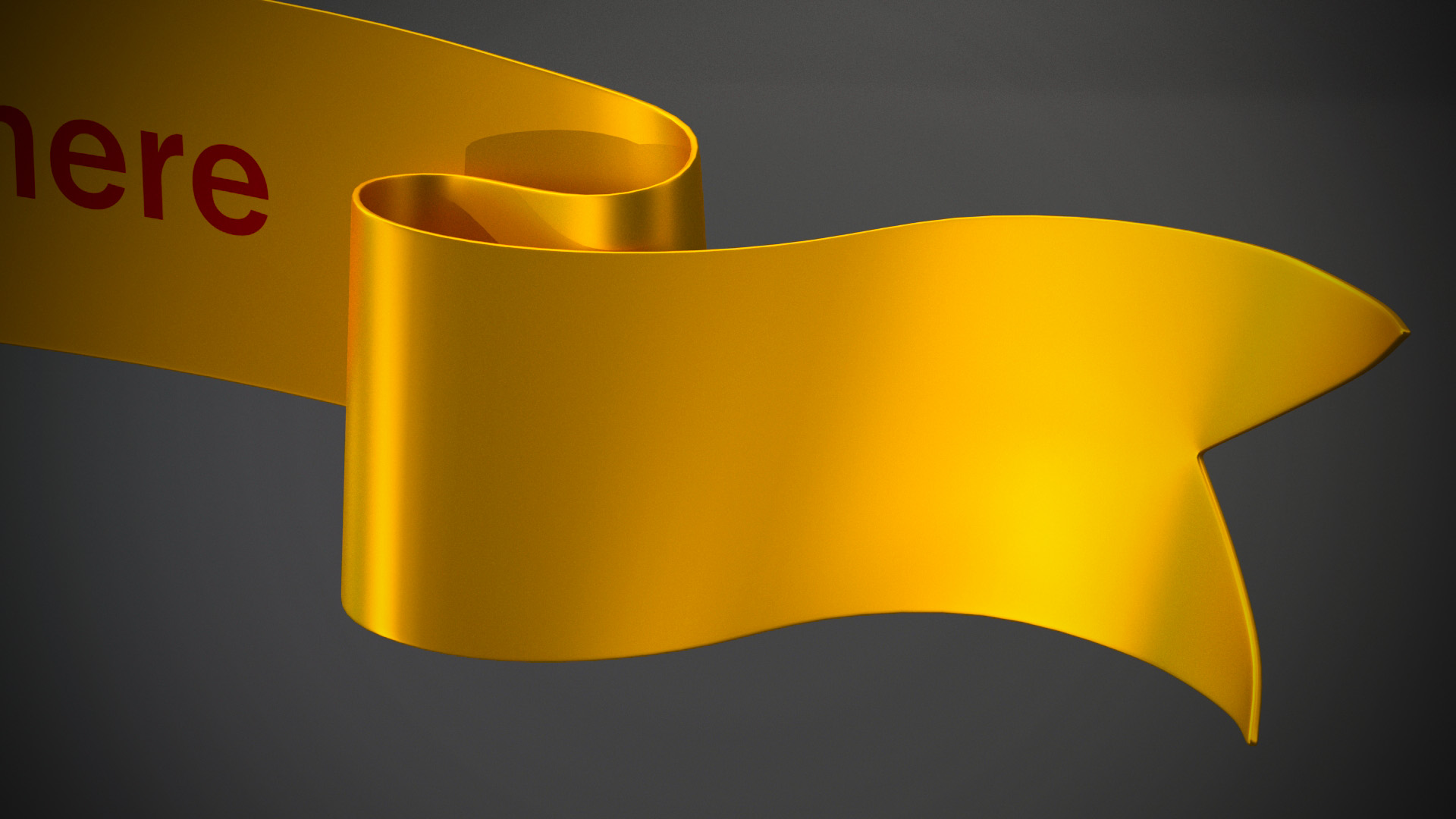 Ribbon Banner Blank Gold 3D model