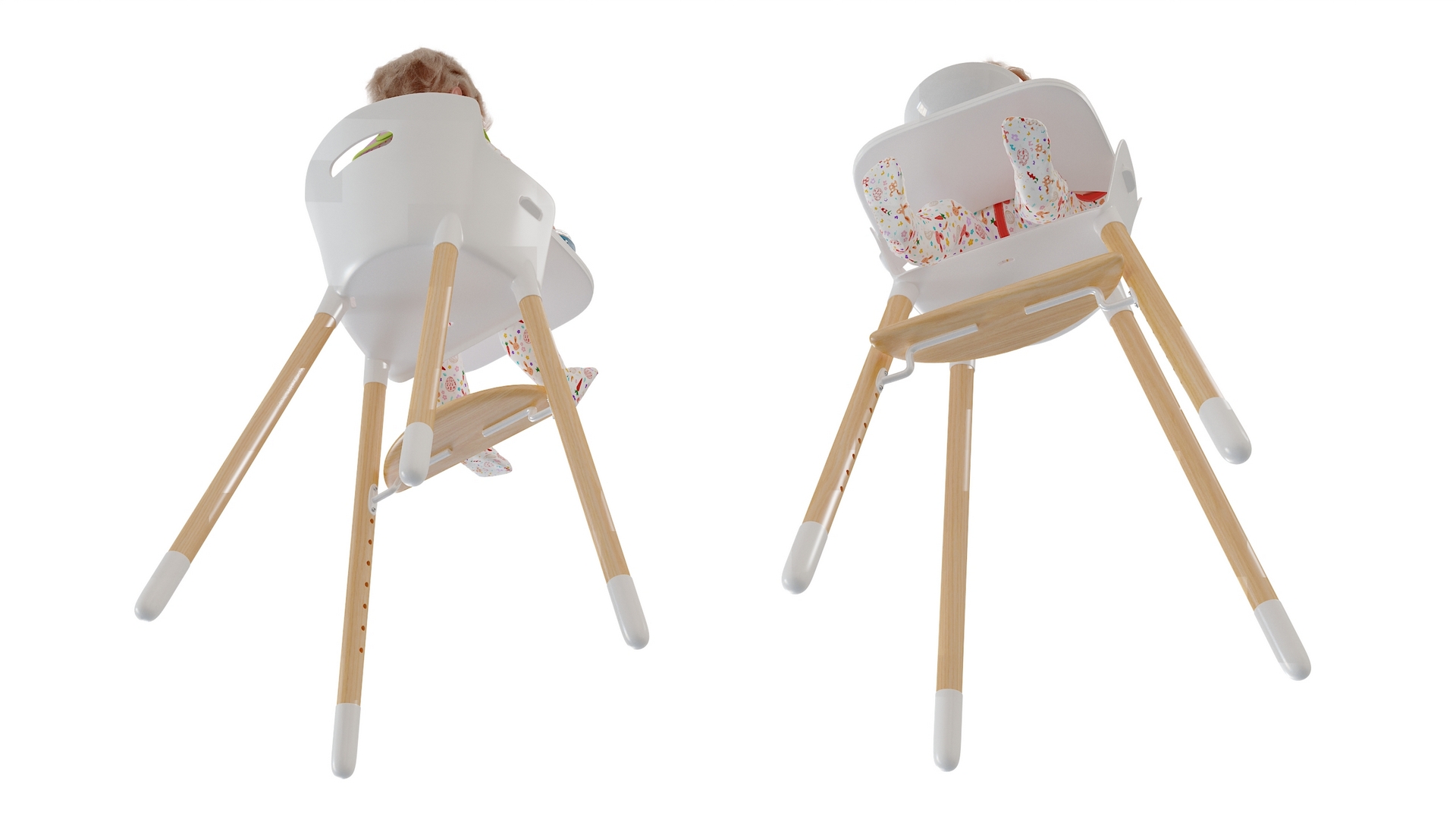 Baby Girl Eating in High Chair Fur 3D model