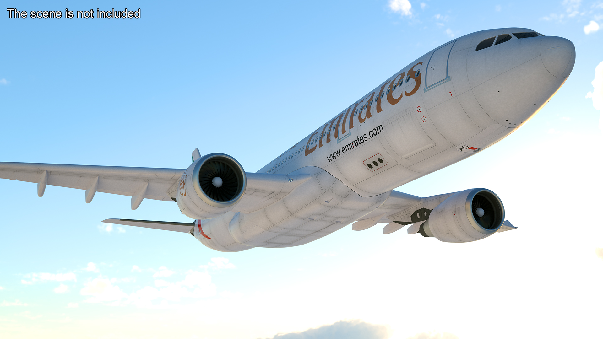 3D Emirates Airline Commercial Aircraft Airbus A330-200 Rigged for Cinema 4D model