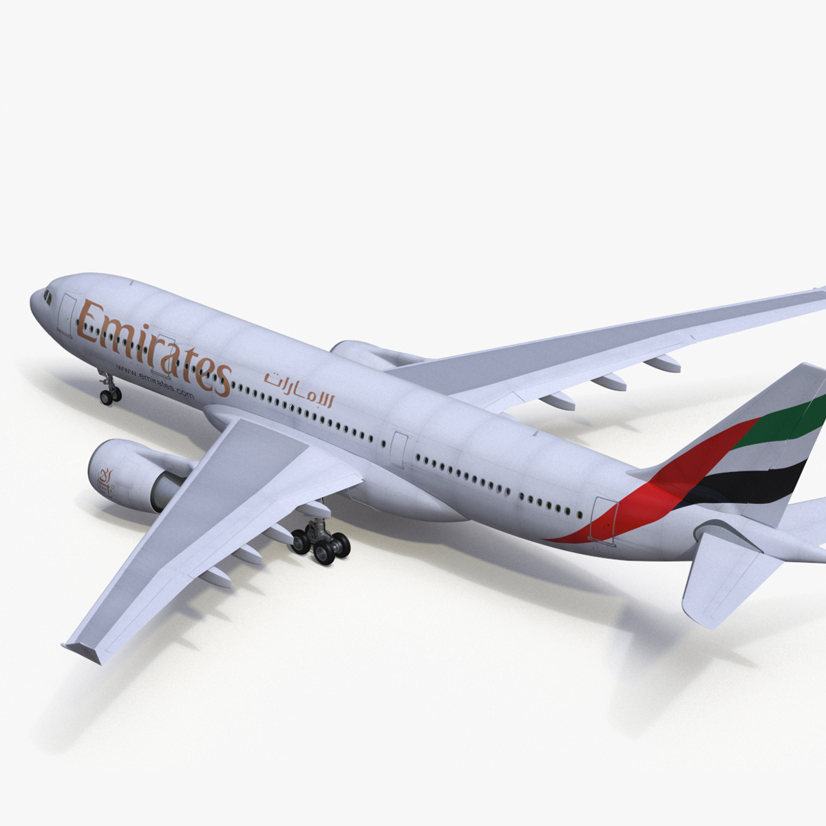3D Emirates Airline Commercial Aircraft Airbus A330-200 Rigged for Cinema 4D model