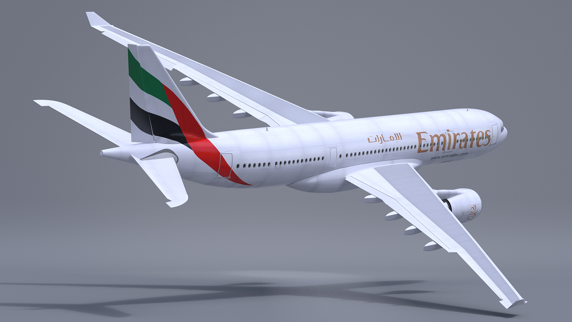 3D Emirates Airline Commercial Aircraft Airbus A330-200 Rigged for Cinema 4D model