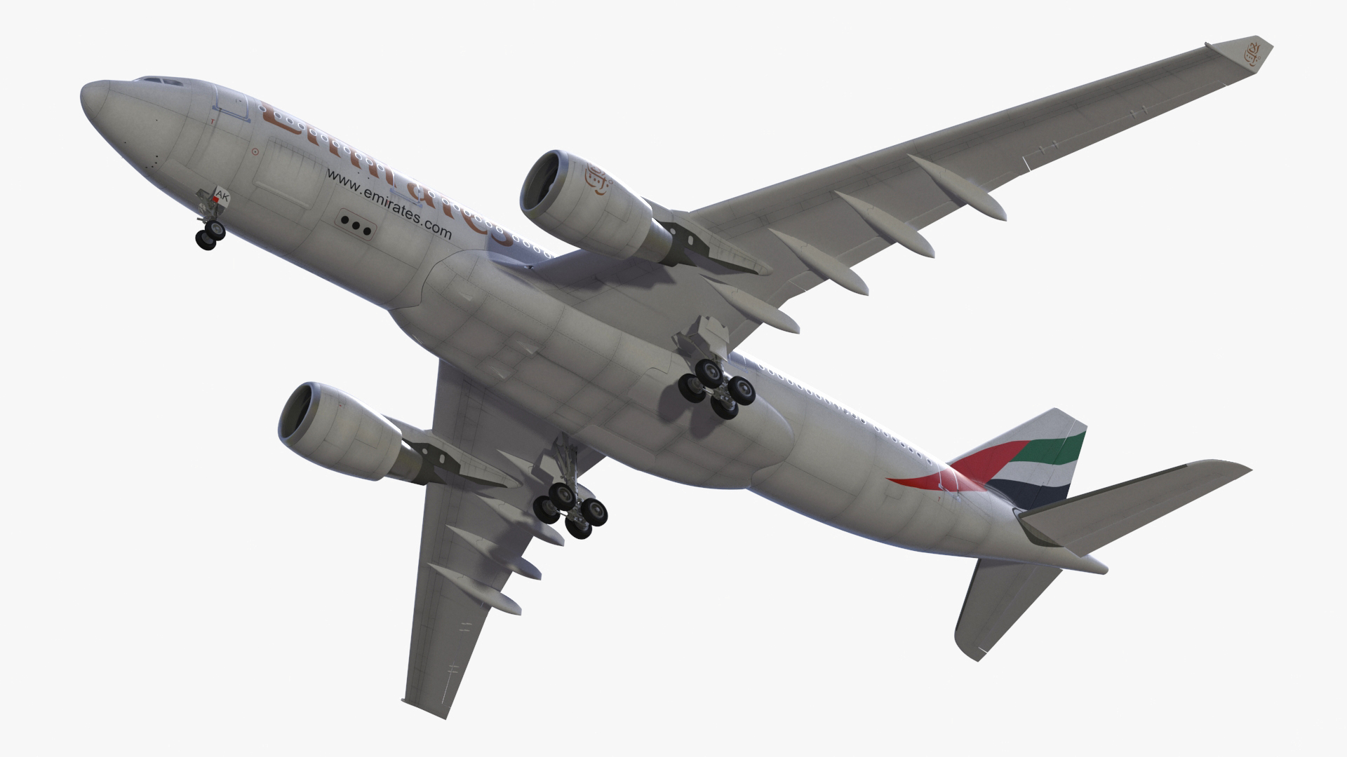 3D Emirates Airline Commercial Aircraft Airbus A330-200 Rigged for Cinema 4D model