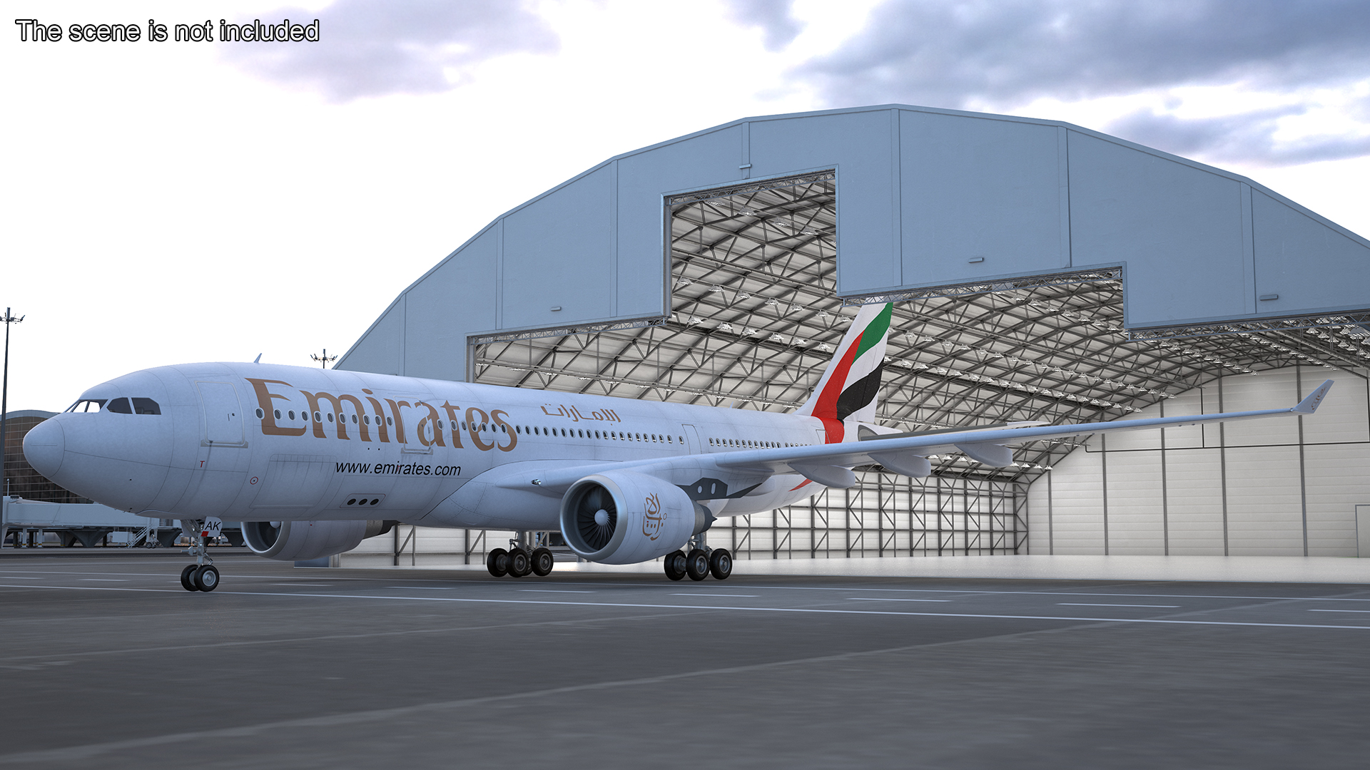3D Emirates Airline Commercial Aircraft Airbus A330-200 Rigged for Cinema 4D model