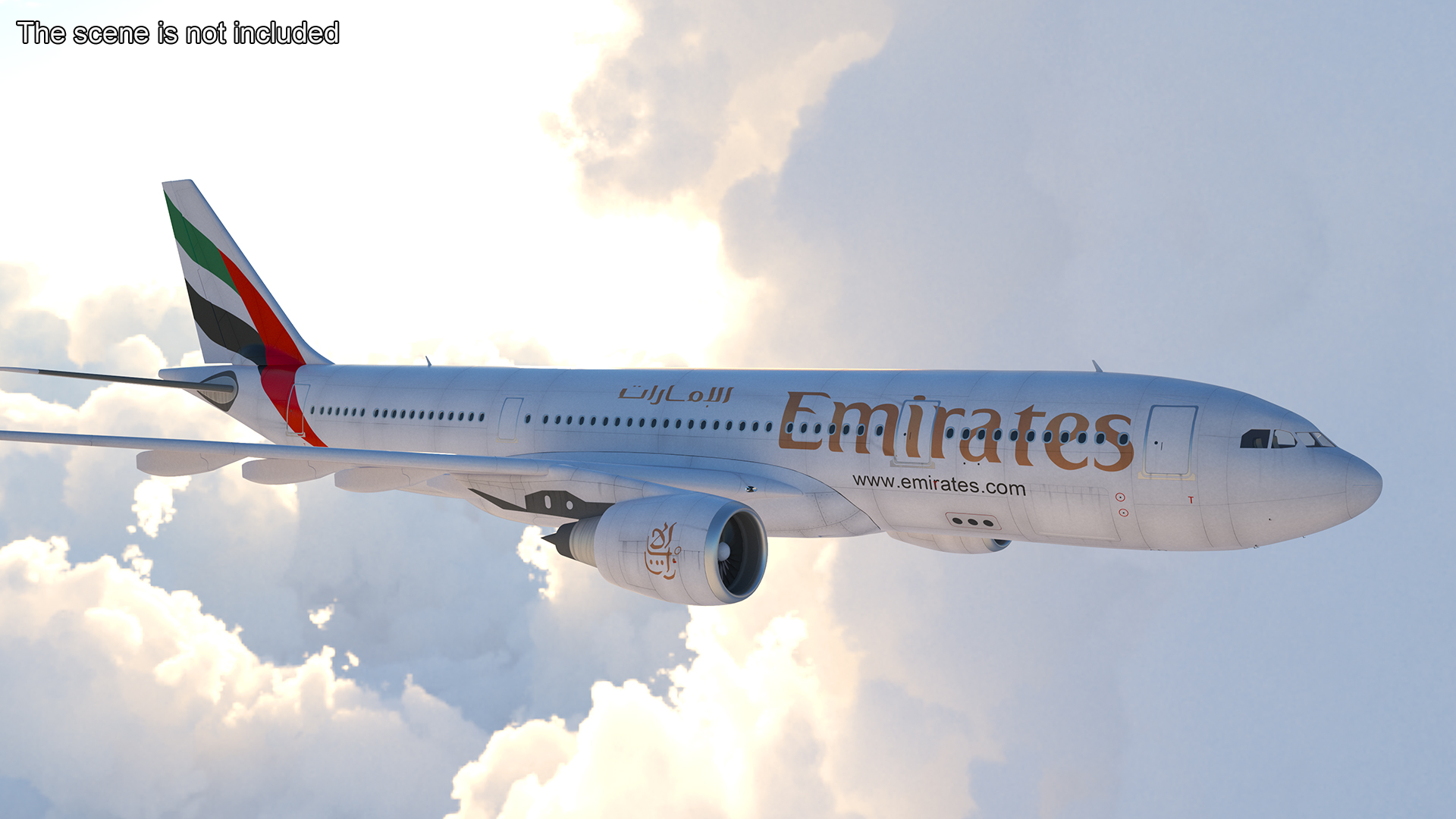 3D Emirates Airline Commercial Aircraft Airbus A330-200 Rigged for Cinema 4D model