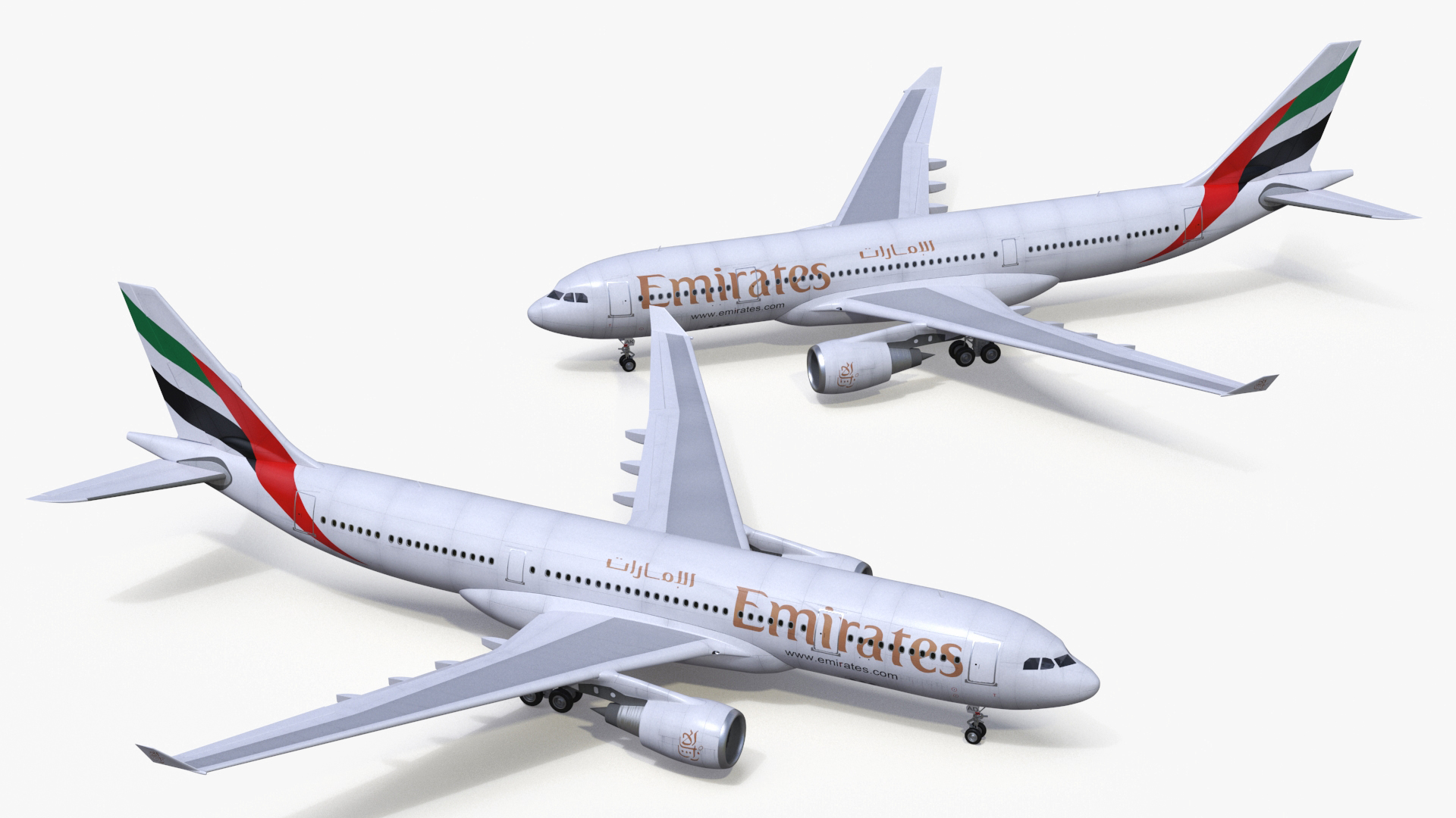 3D Emirates Airline Commercial Aircraft Airbus A330-200 Rigged for Cinema 4D model