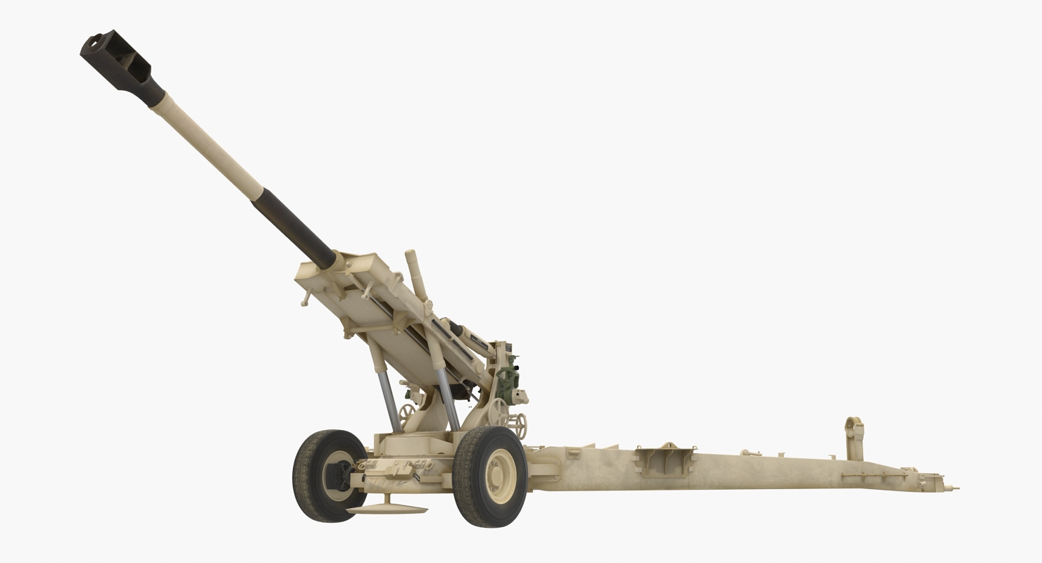 3D Artillery M198 155mm Howitzer Rigged