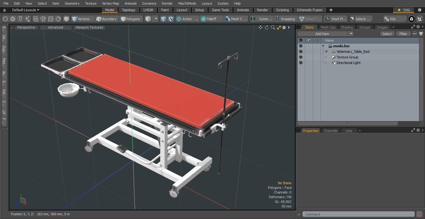 3D model Veterinary Table Red