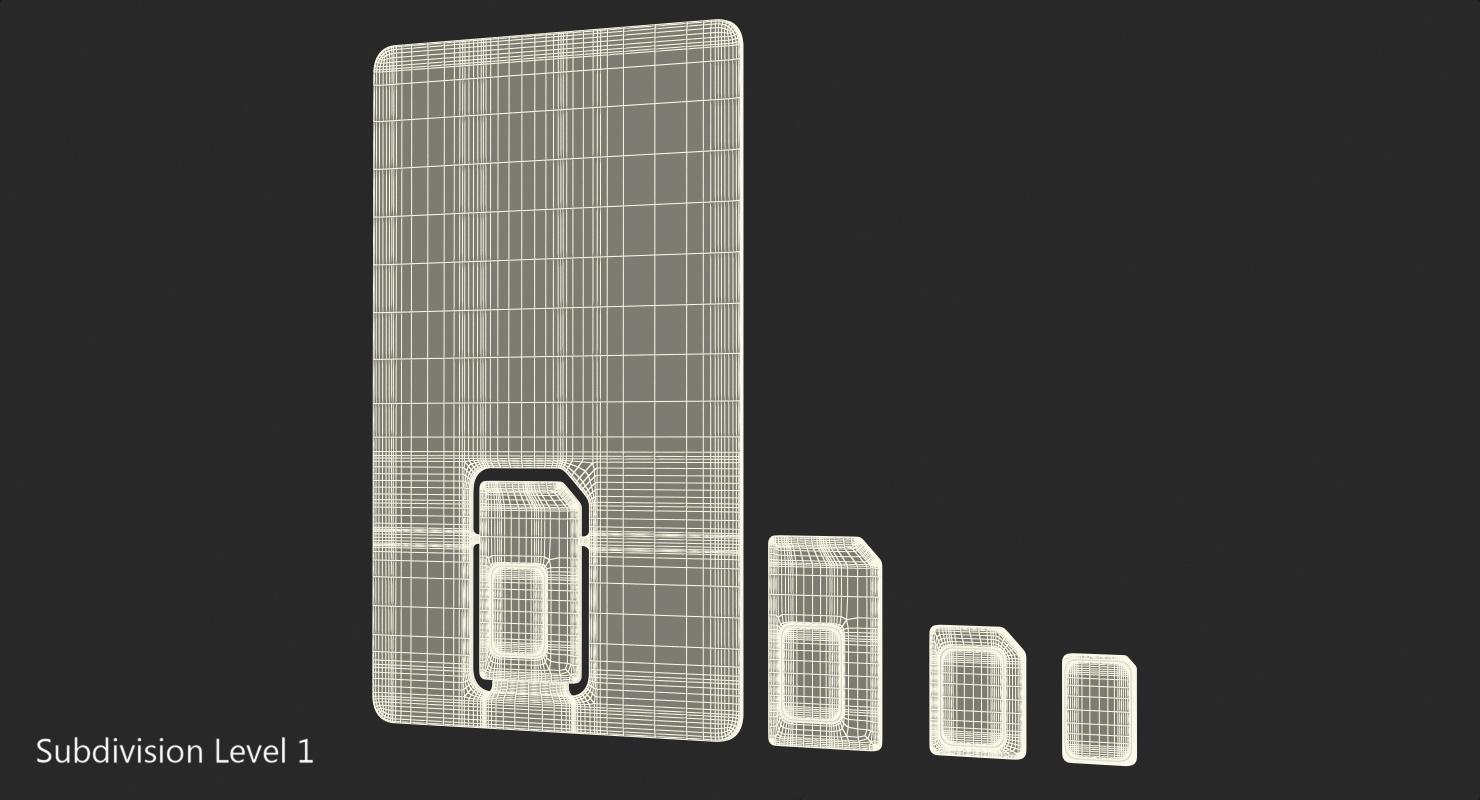 3D ATT Sim Card Different Sizes model