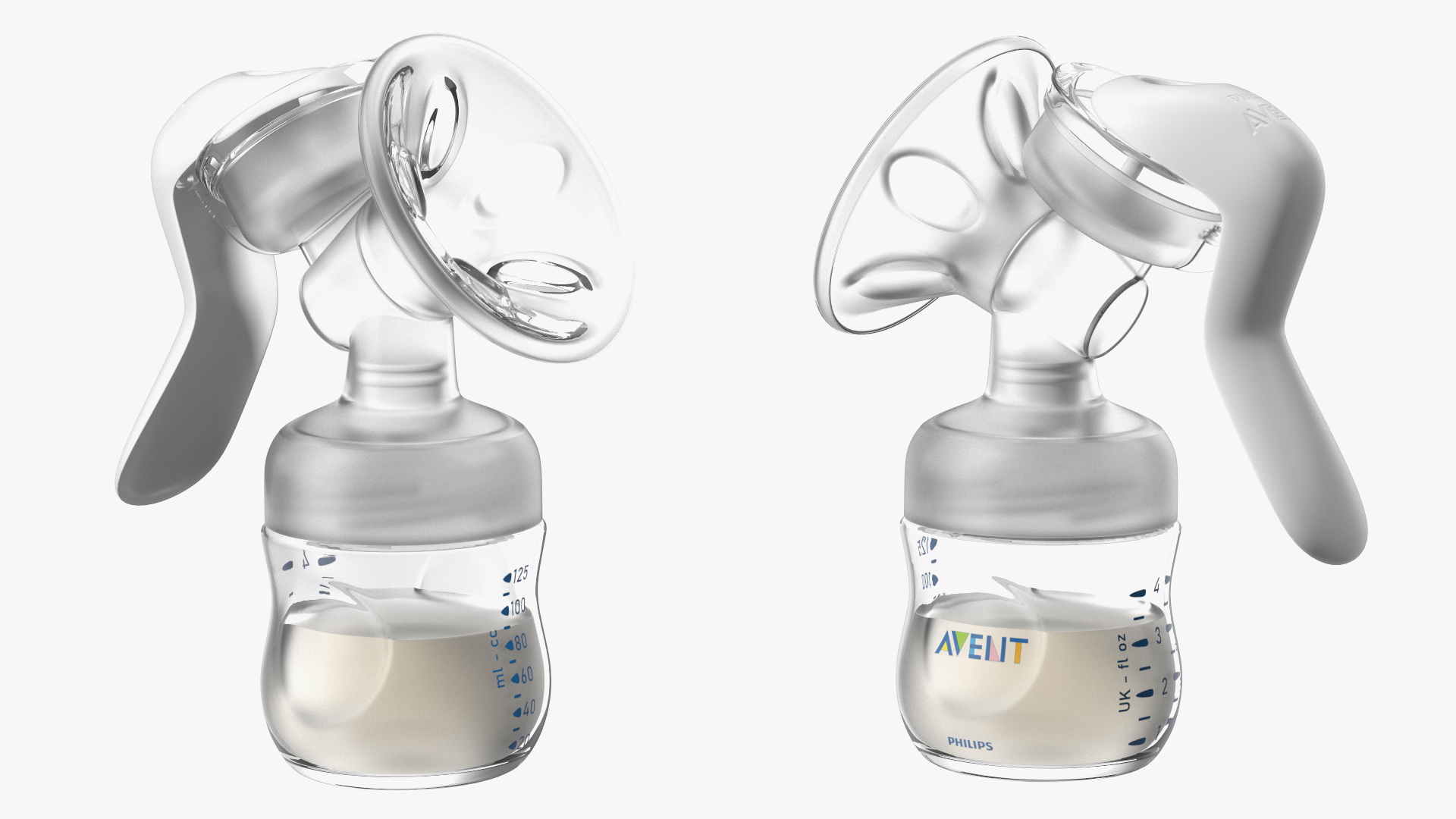 3D Philips Avent Manual Breast Pump and Baby Bottle with Milk model