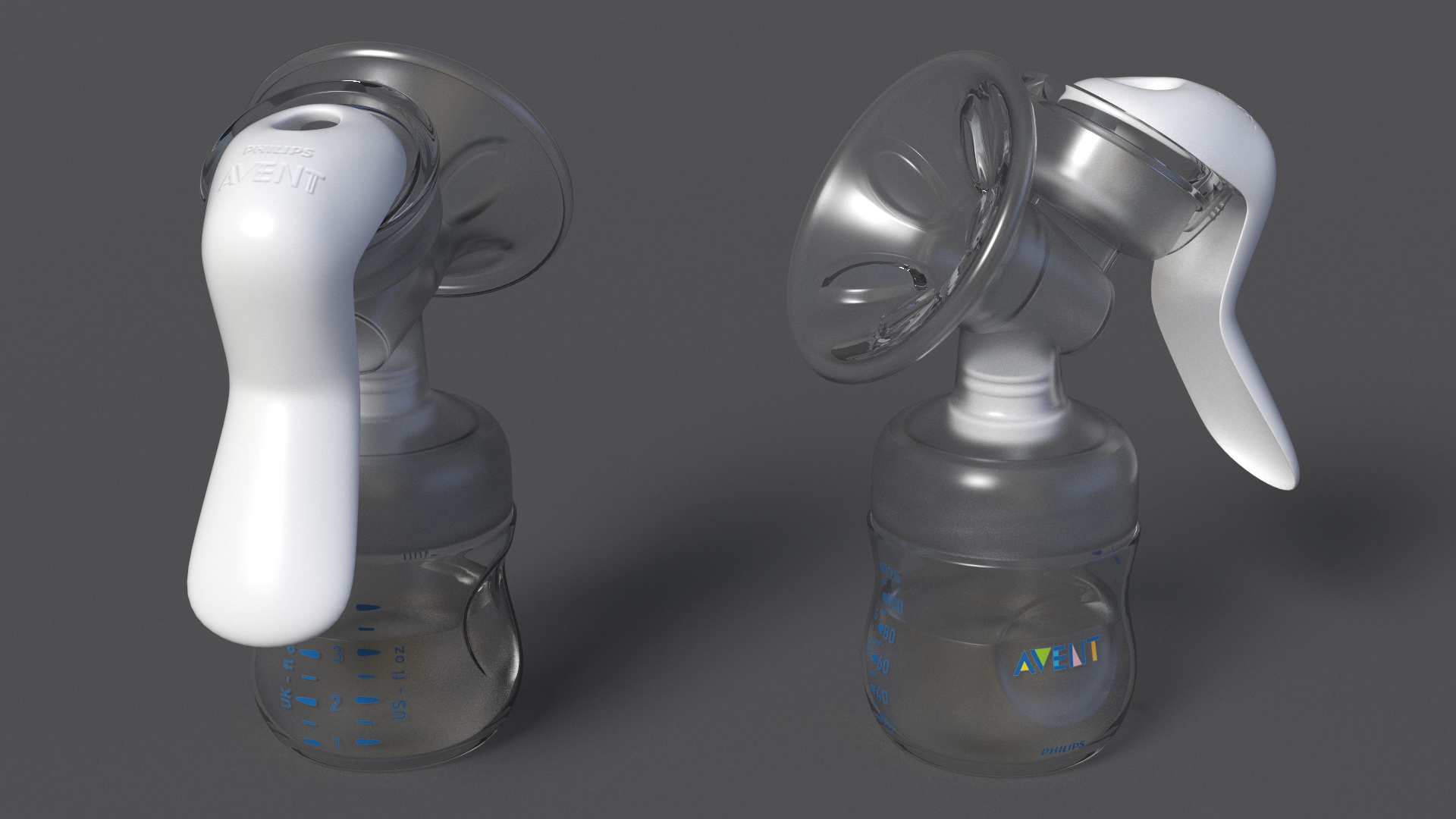 3D Philips Avent Manual Breast Pump and Baby Bottle with Milk model